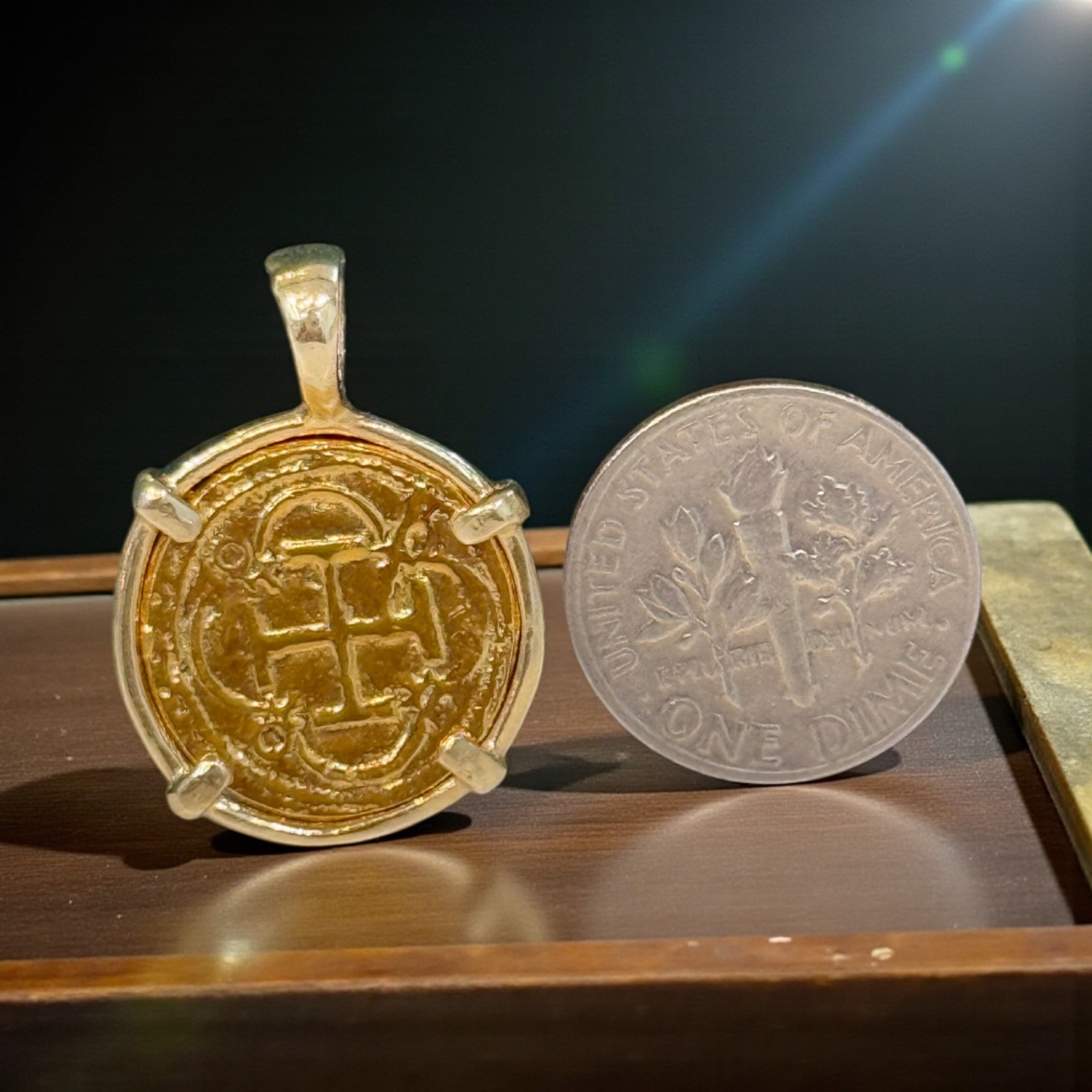 14k real solid gold shipwreck jewelry set studs, ring and pendant