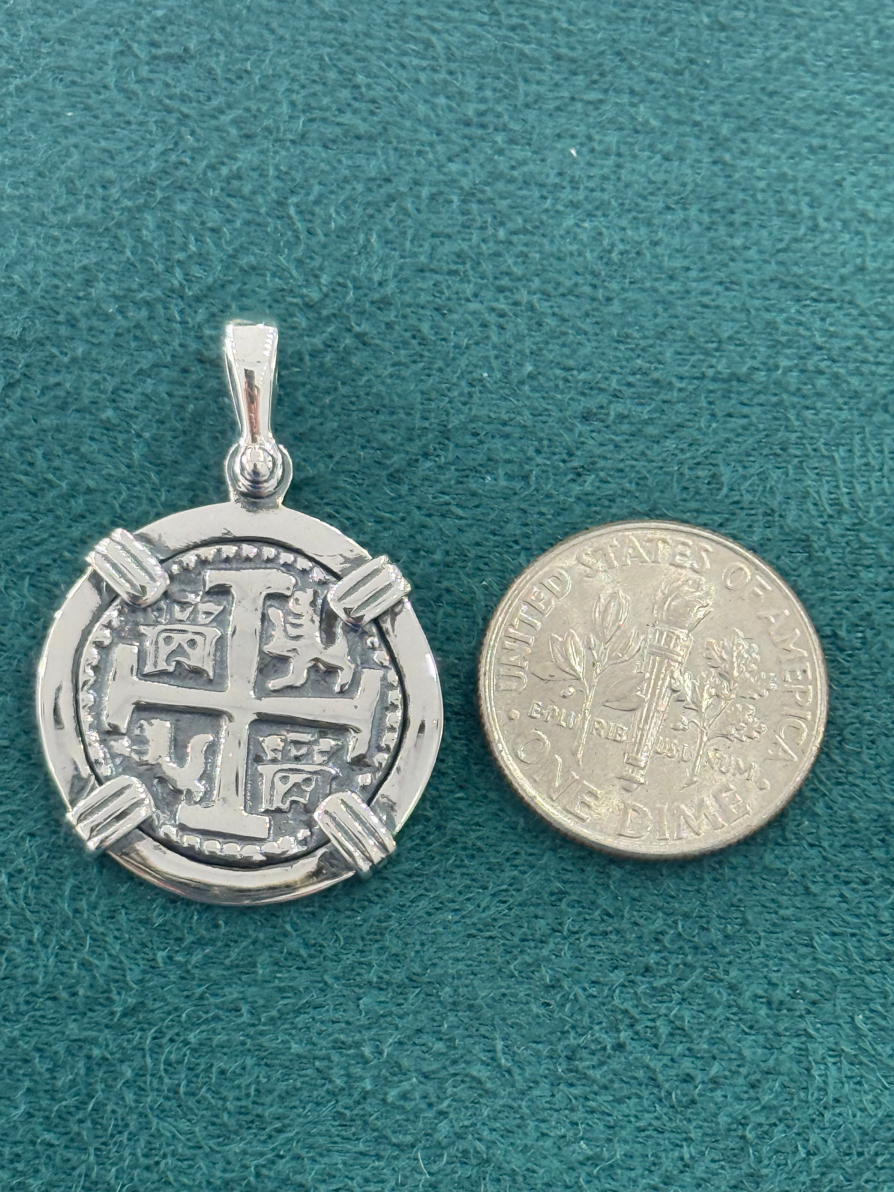 ATOCHA SOLID SILVER COIN PENDANT DIME SIZE