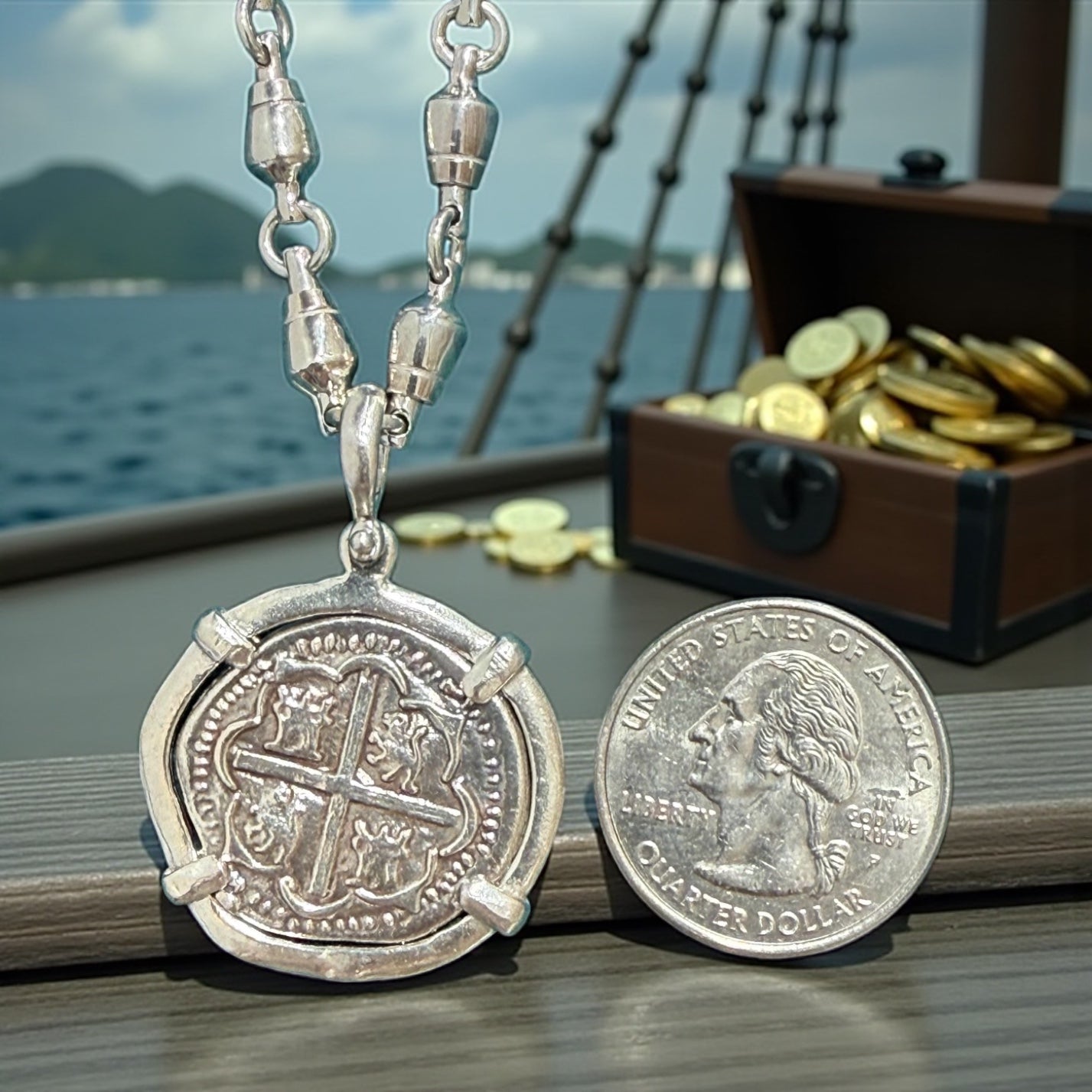 ATOCHA SOLID SILVER COIN PENDANT