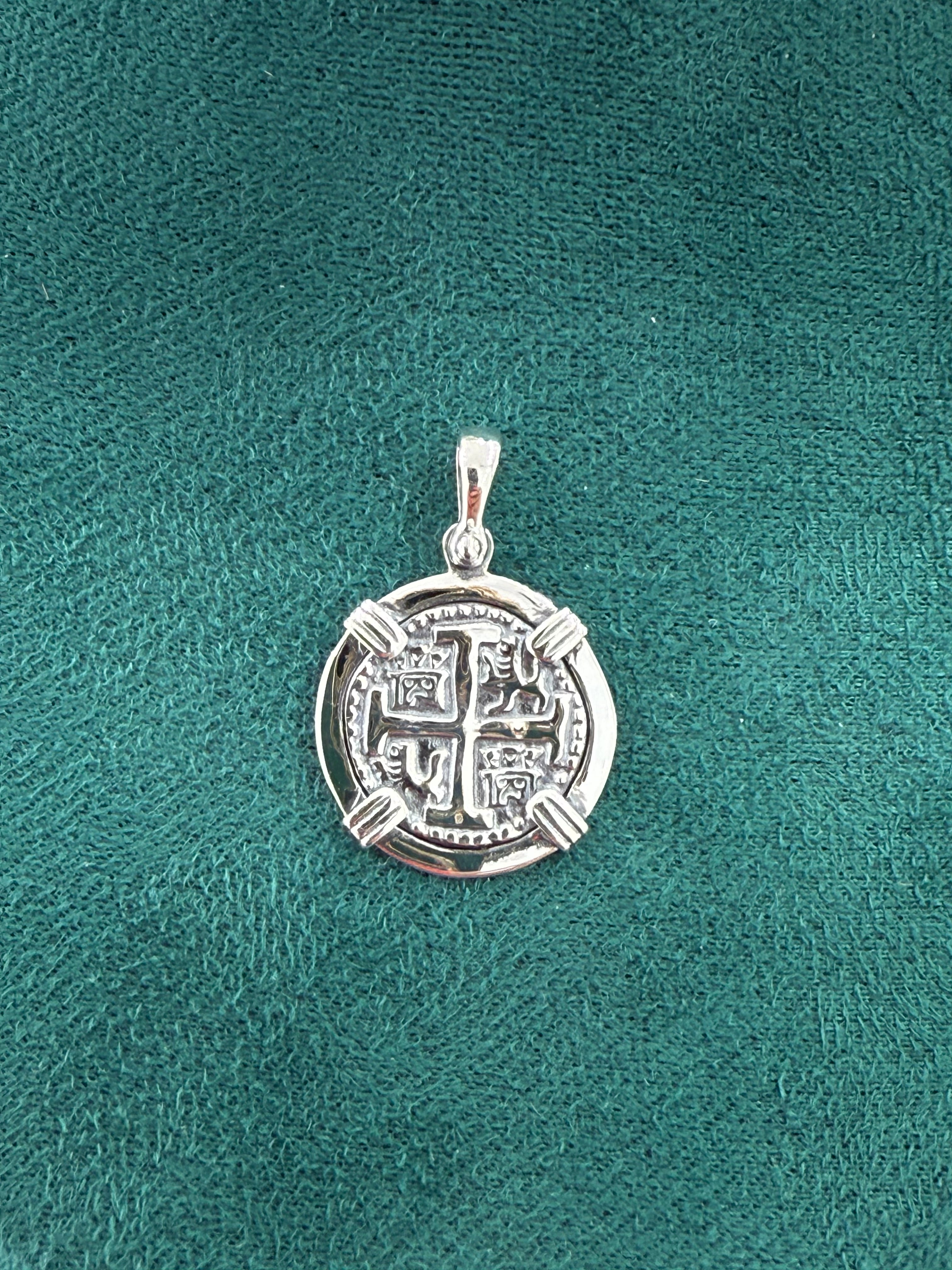 ATOCHA SOLID SILVER COIN PENDANT DIME SIZE