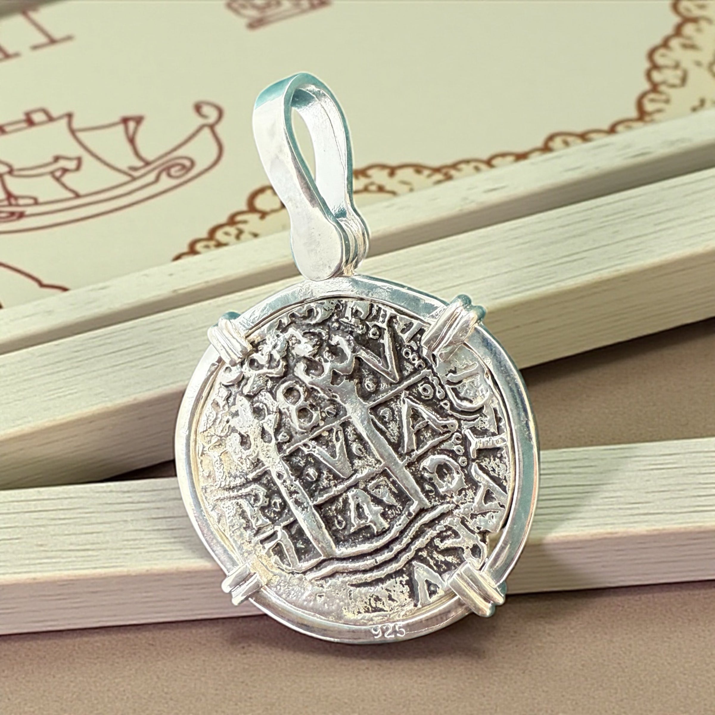 ATOCHA SOLID SILVER COIN PENDANT LARGE SIZE