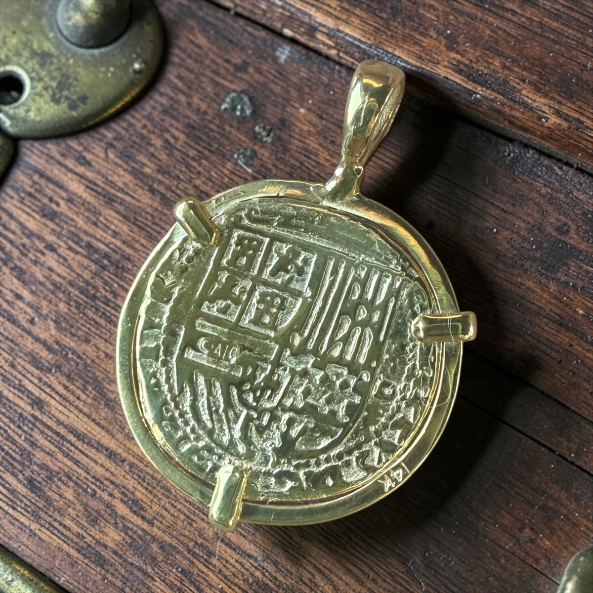 MUSEUM QUALITY ATOCHA SHIPWRECK GOLD COIN PENDANT HANDMADE WITH 14k SOLID GOLD