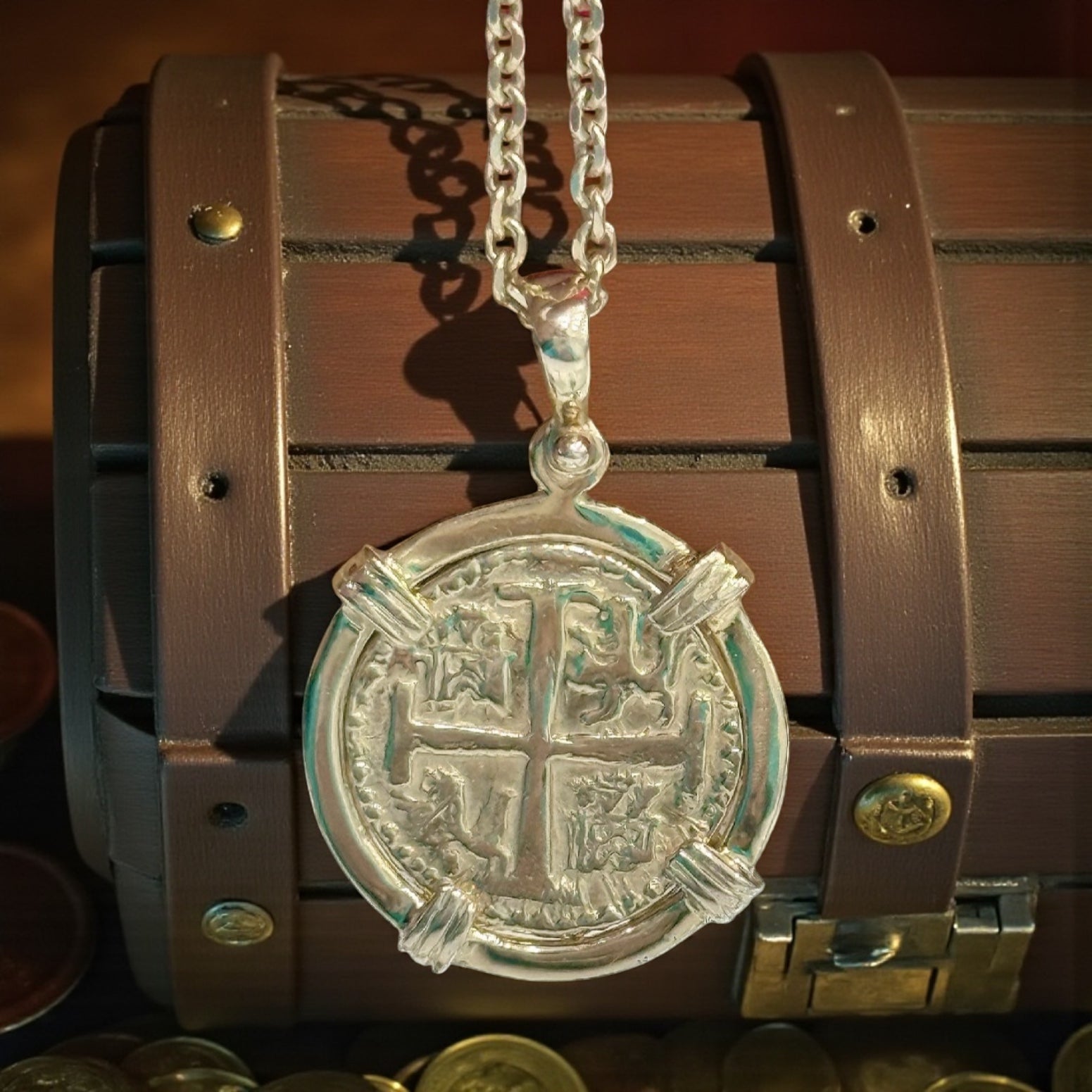 14k solid real gold shipwreck treasure gold coin pendant