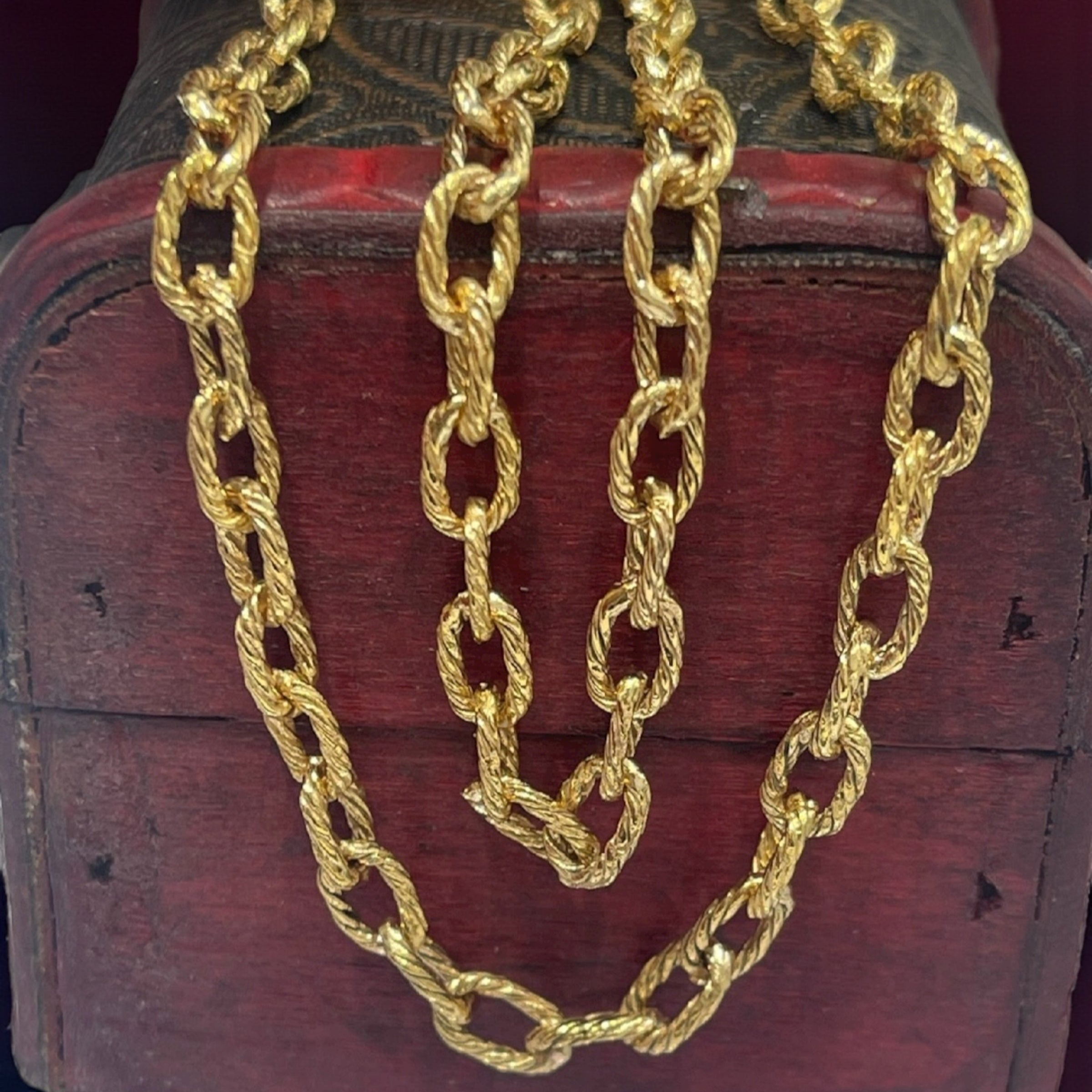 MONEY CHAIN 14K SOLID REAL GOLD HANDMADE