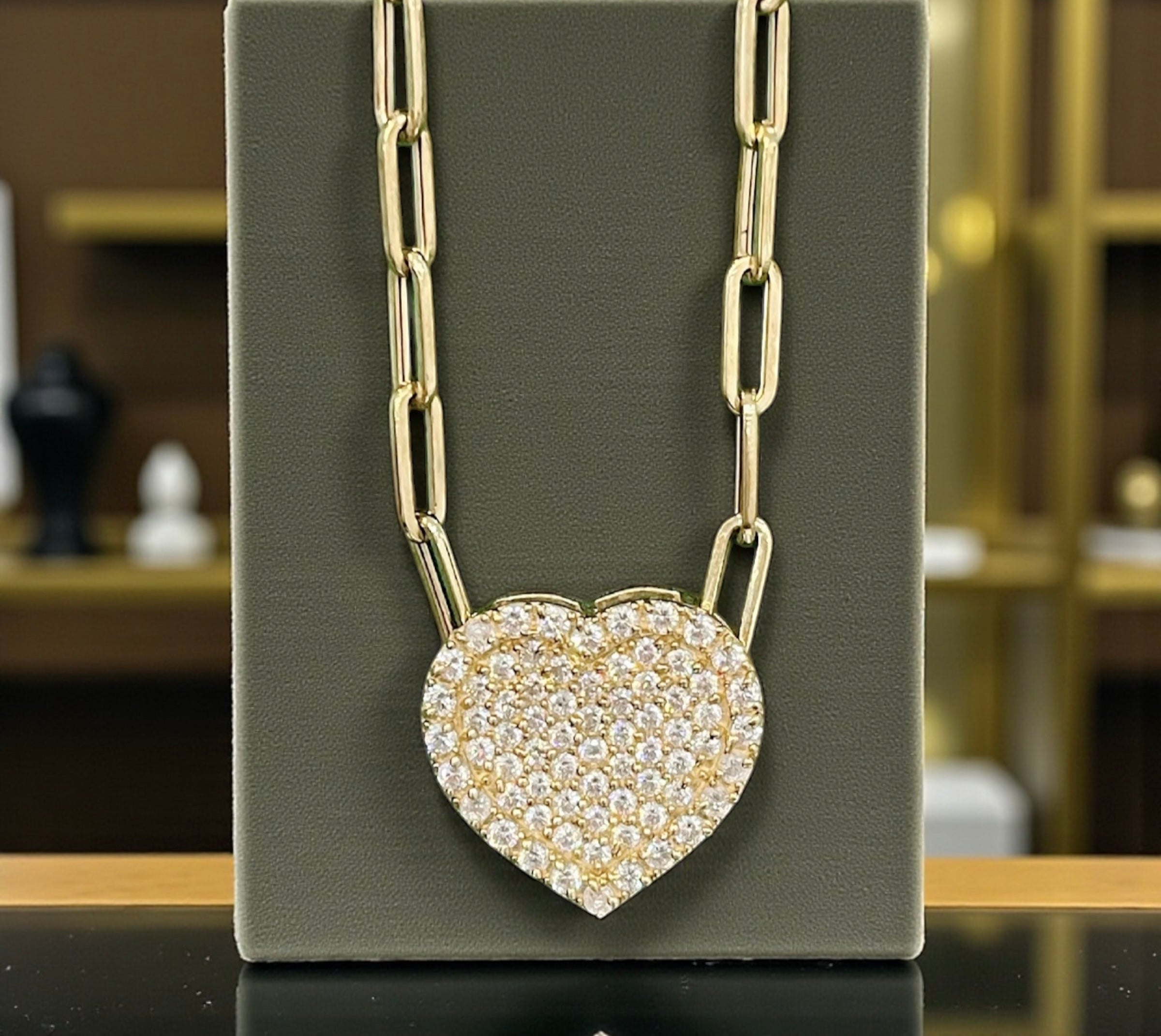 10K REAL GOLD CRYSTAL HEART PENDANT 💝