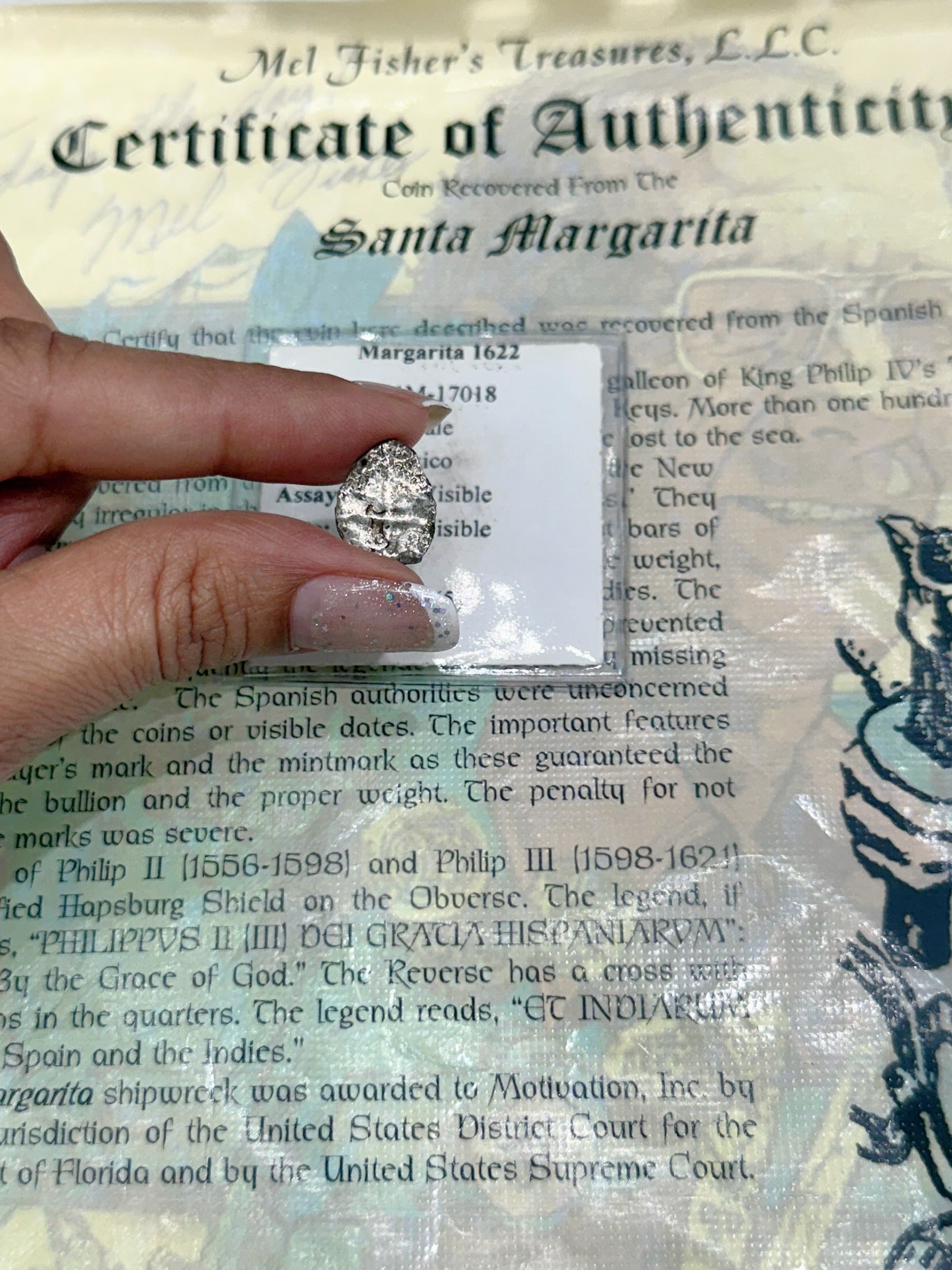 ACTUAL SANTA MARGARITA SILVER COIN 1 REALE GRADE 5 SHIPWRECK COIN NO 91M-17018