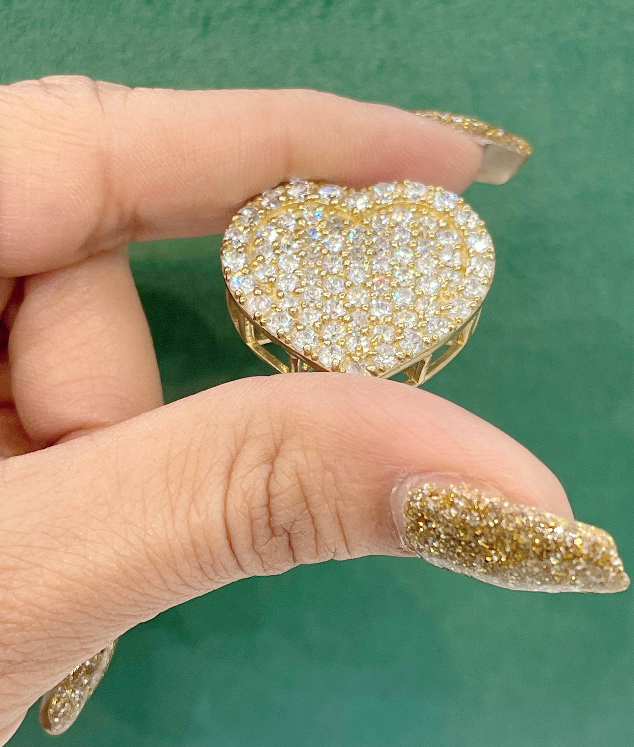10K REAL GOLD CRYSTAL HEART PENDANT đź’ť