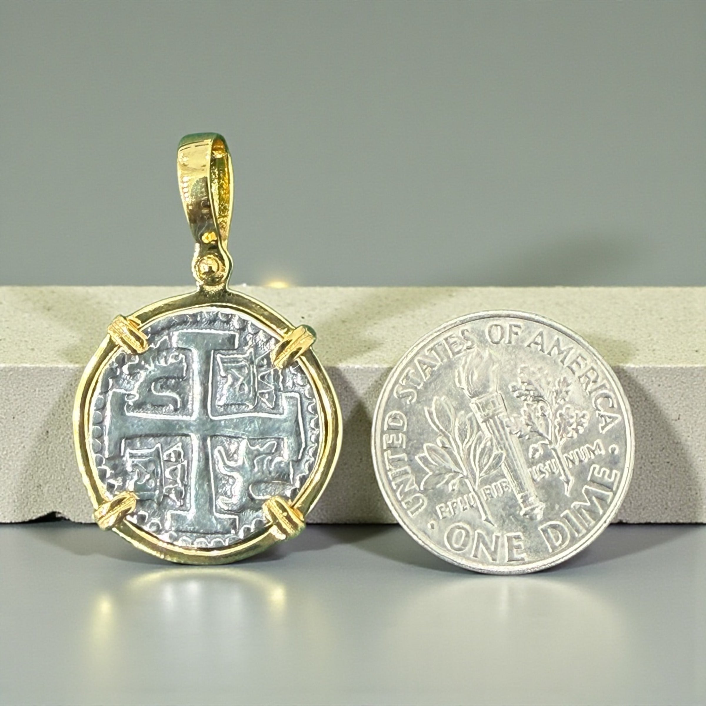 925 sterling silver atocha dime size coin pendant 18mm