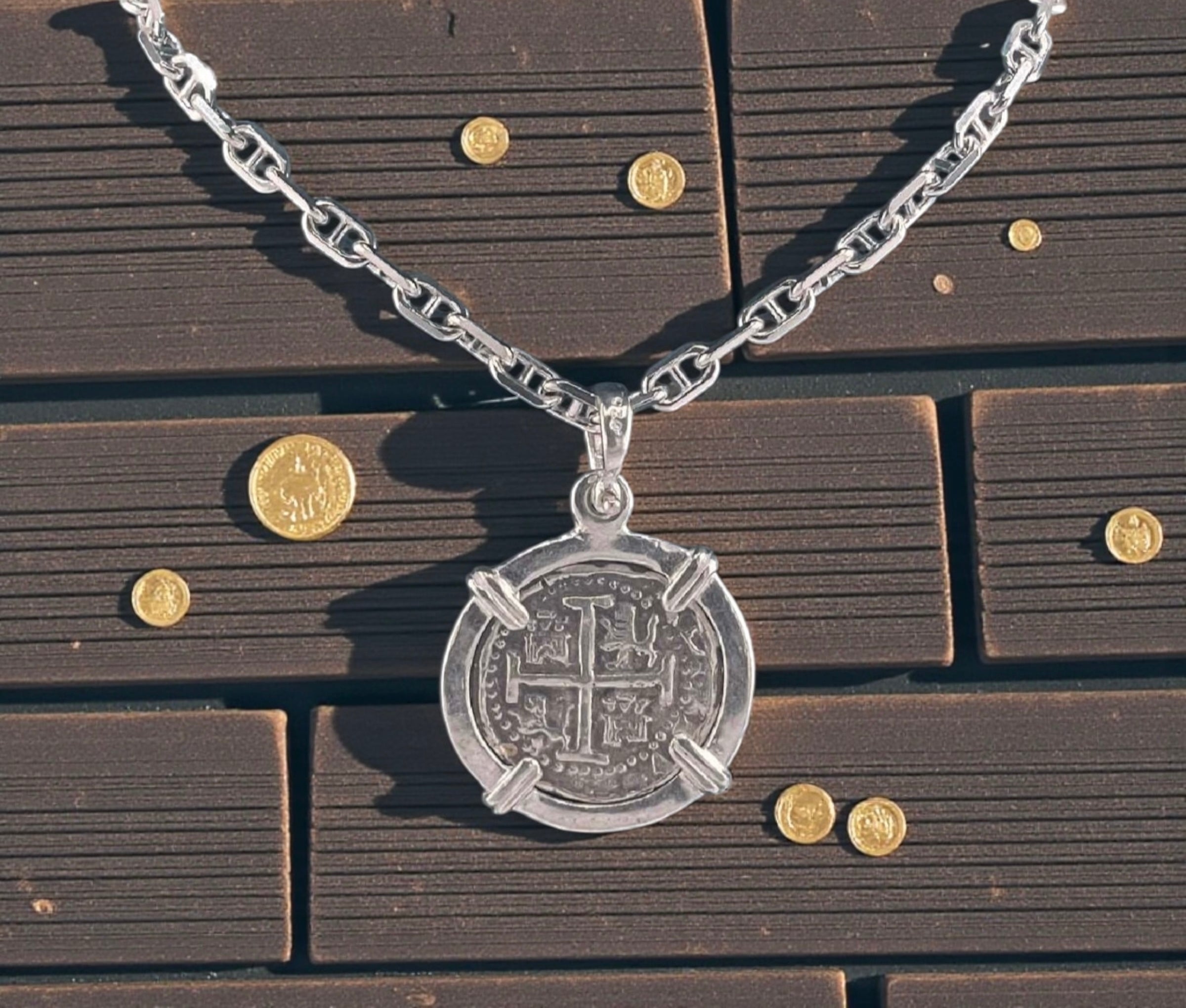 NUESTRA SENORA DE ATOCHA SOLID SILVER COIN PENDANT