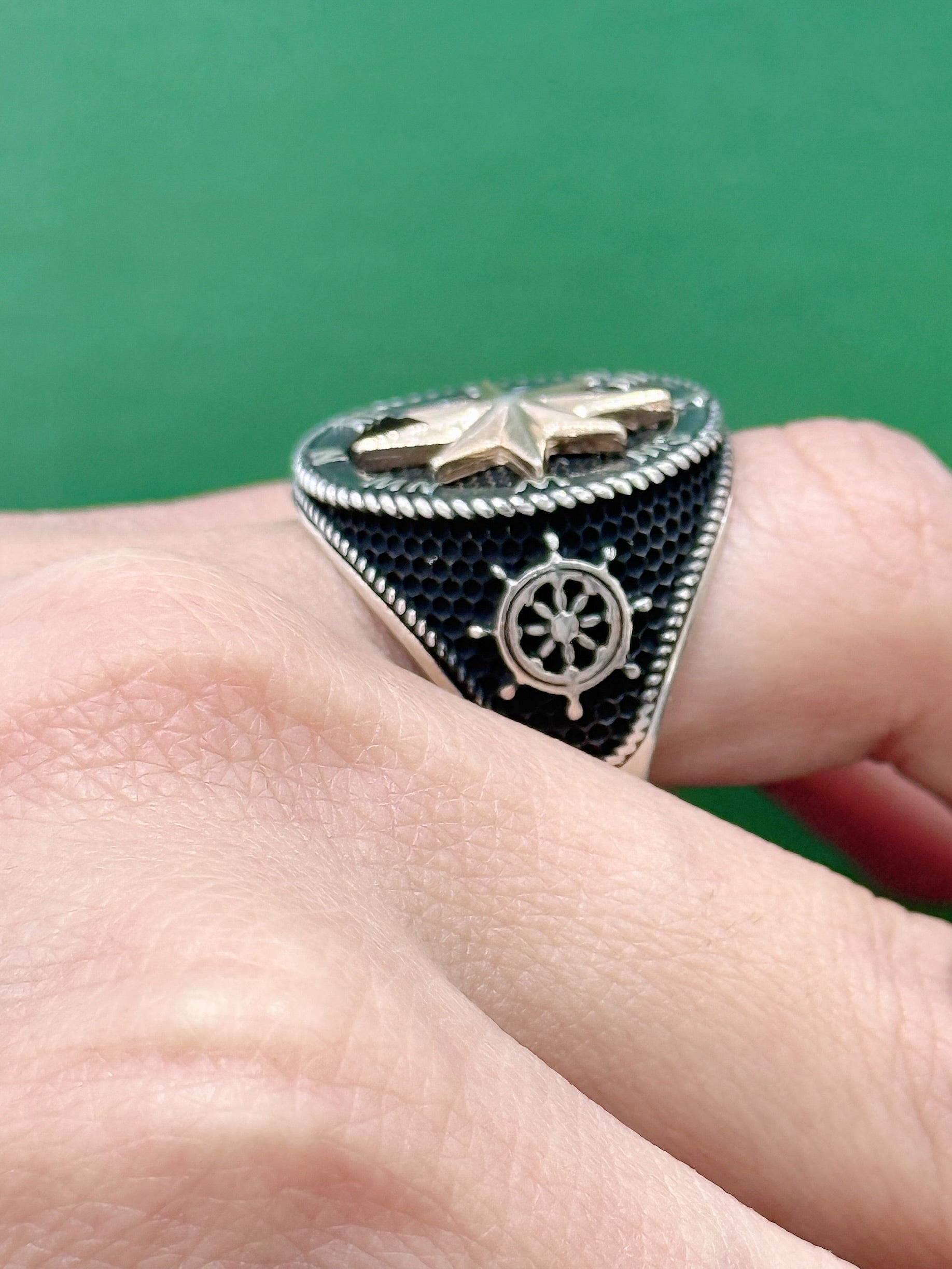 925 Sterling Silver Compass man’s ring