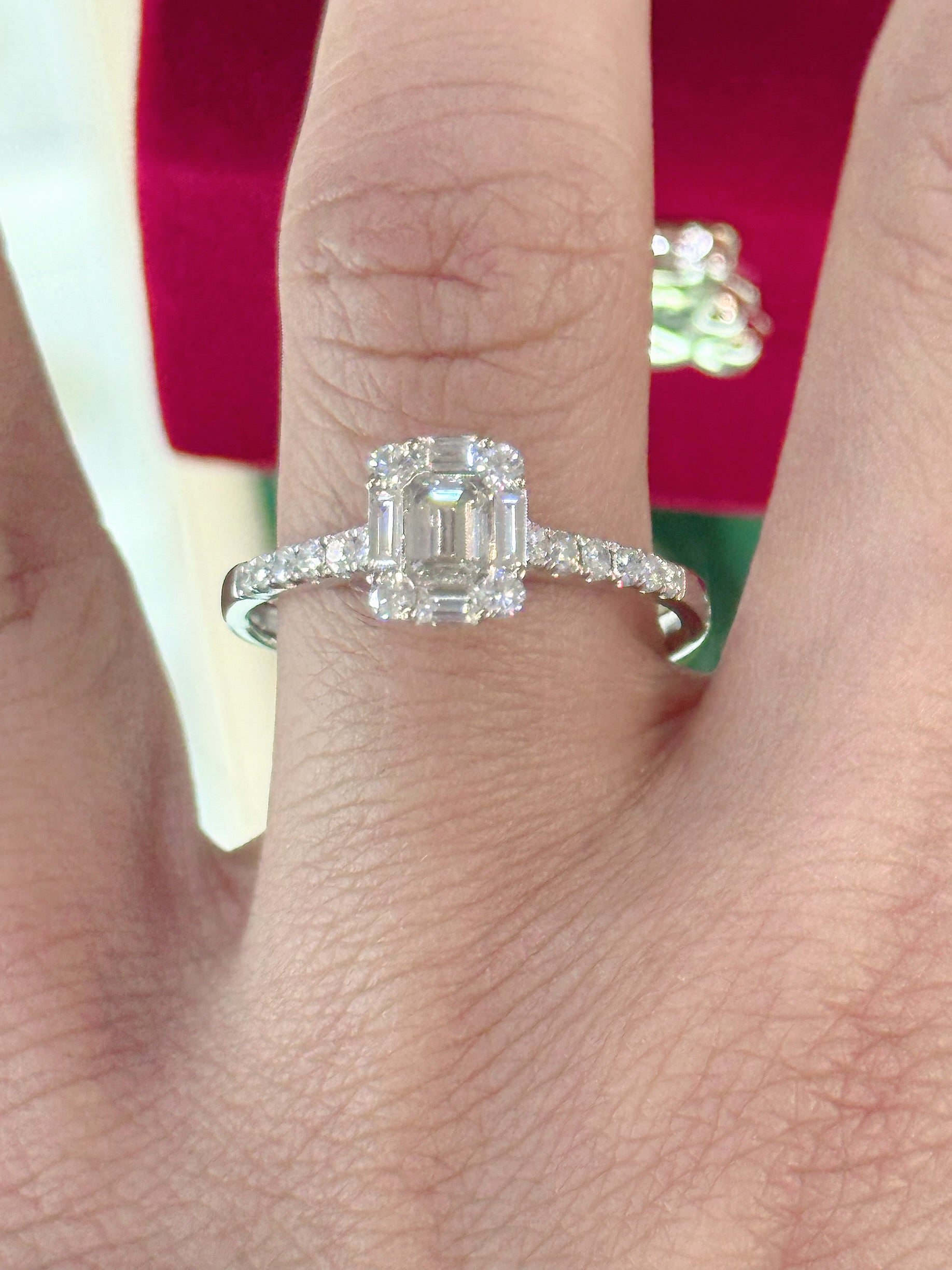 18k real solid white gold stunning natural diamond ring