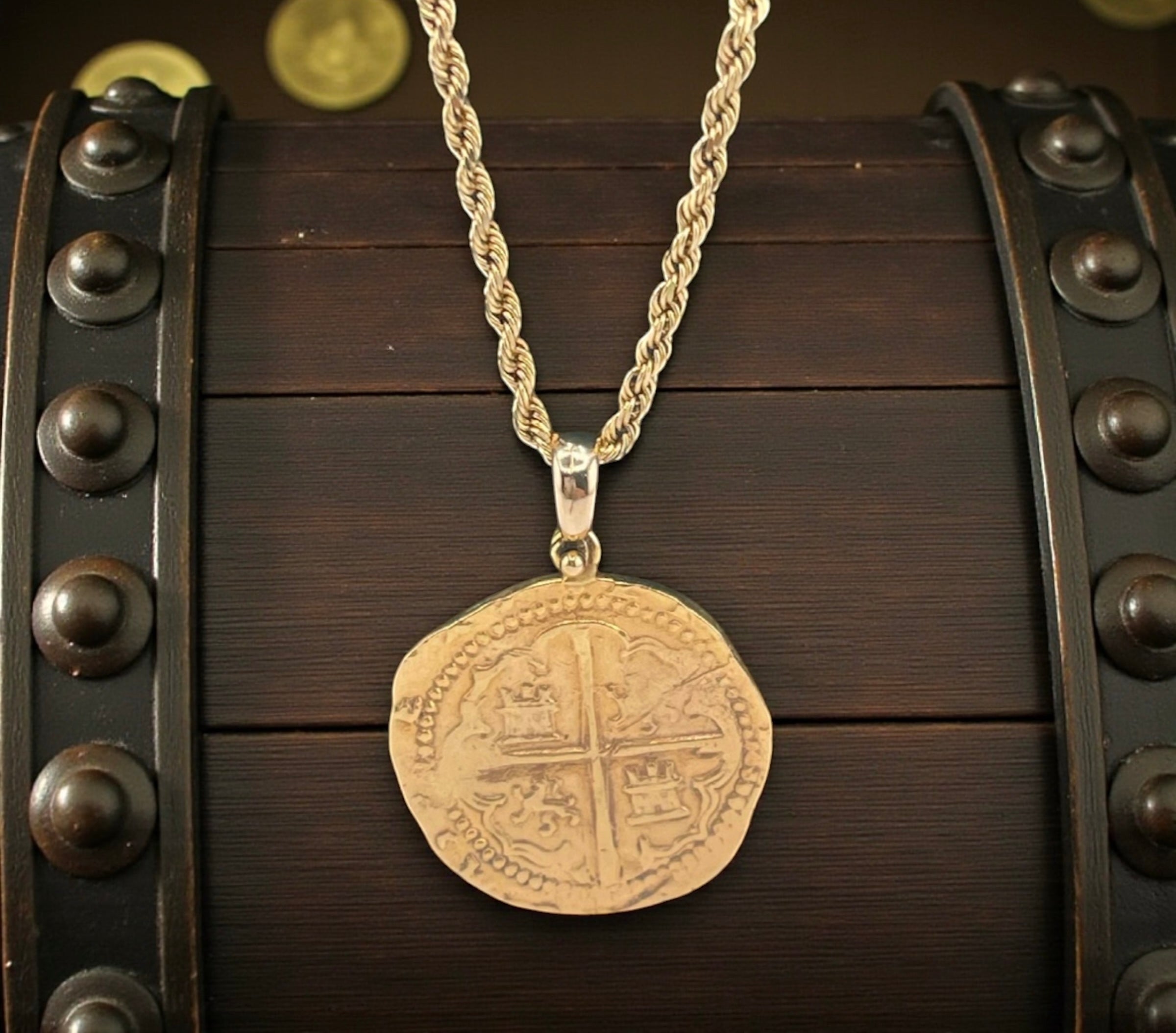 ATOCHA SHIPWRECK GOLD COIN PENDANT HANDMADE WITH 14k SOLID GOLD