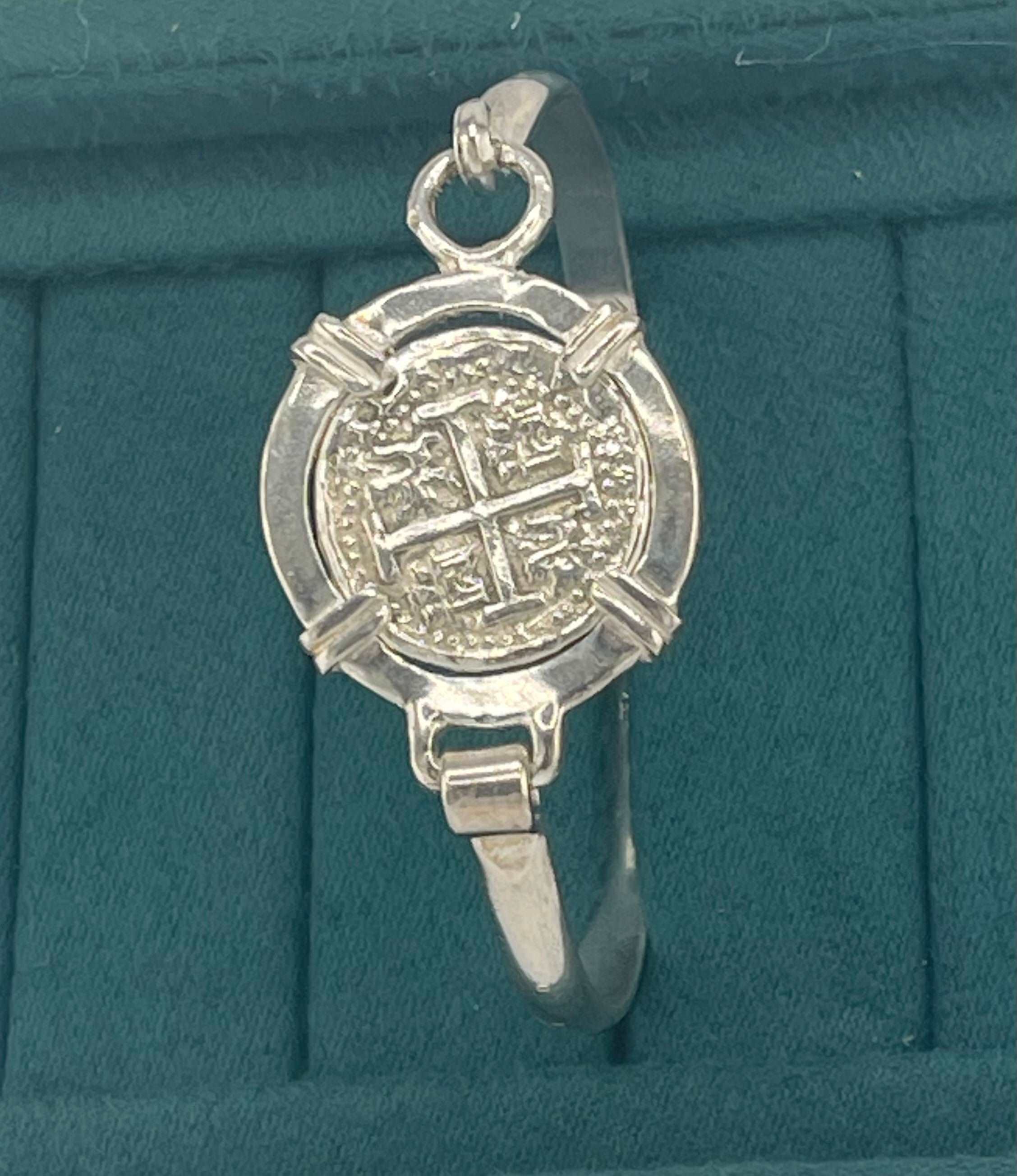 NUESTRA SENORA DE ATOCHA SOLID SILVER COIN BANGLE