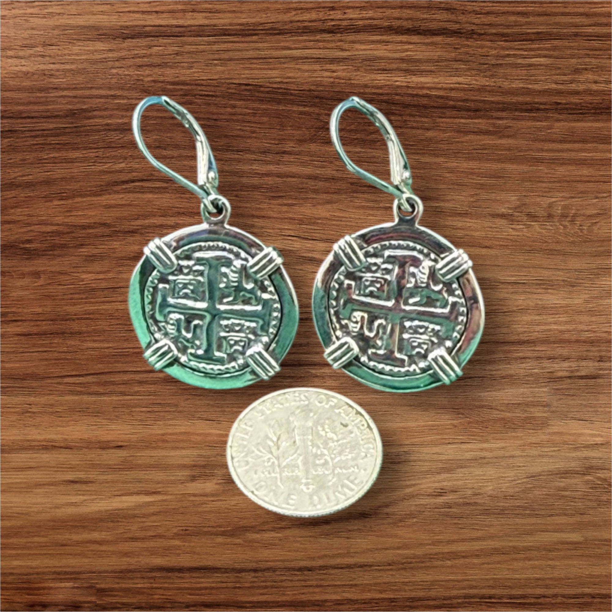 ATOCHA SILVER MINI COIN EARRINGS DIME SIZE