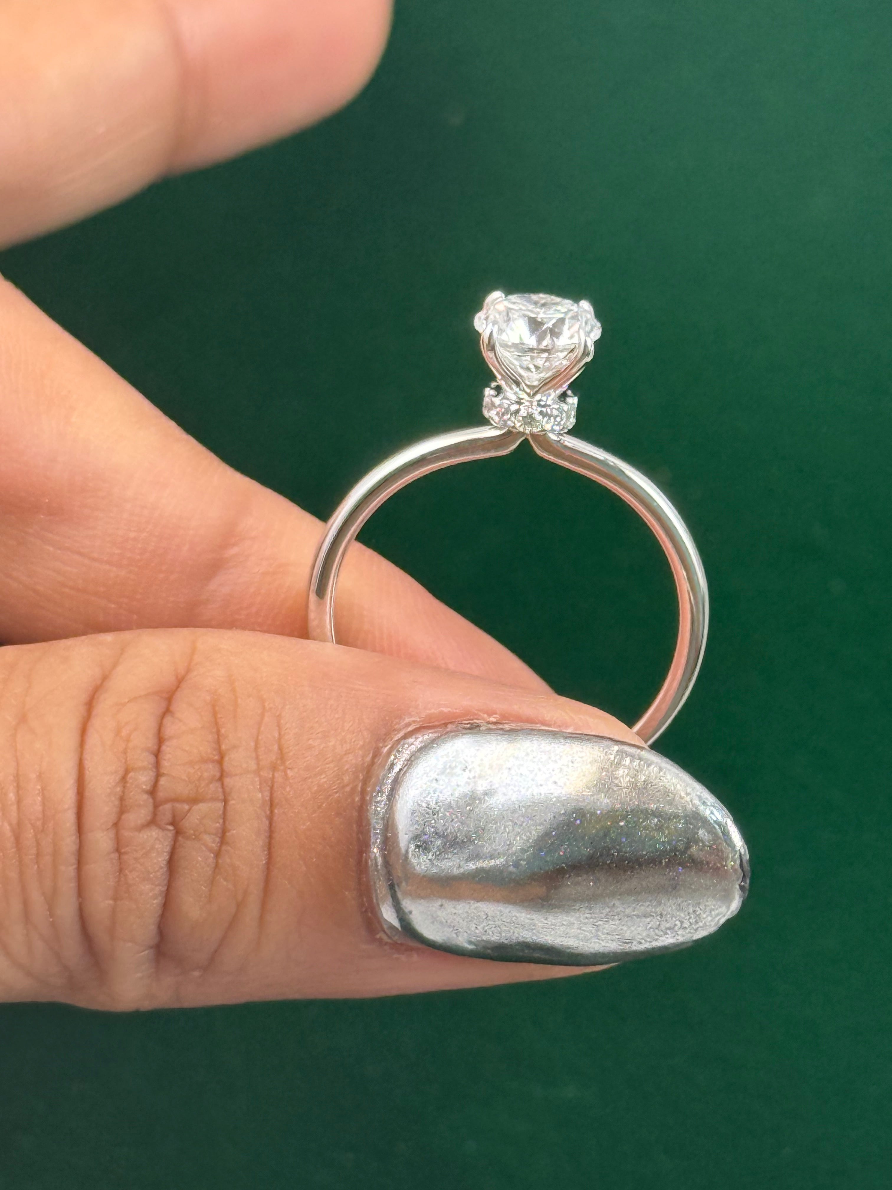 IGI CERTIFIED LAB GROWN DIAMOND RING 1CT VS 1 SET IN 14K SOLID WHITE REAL GOLD