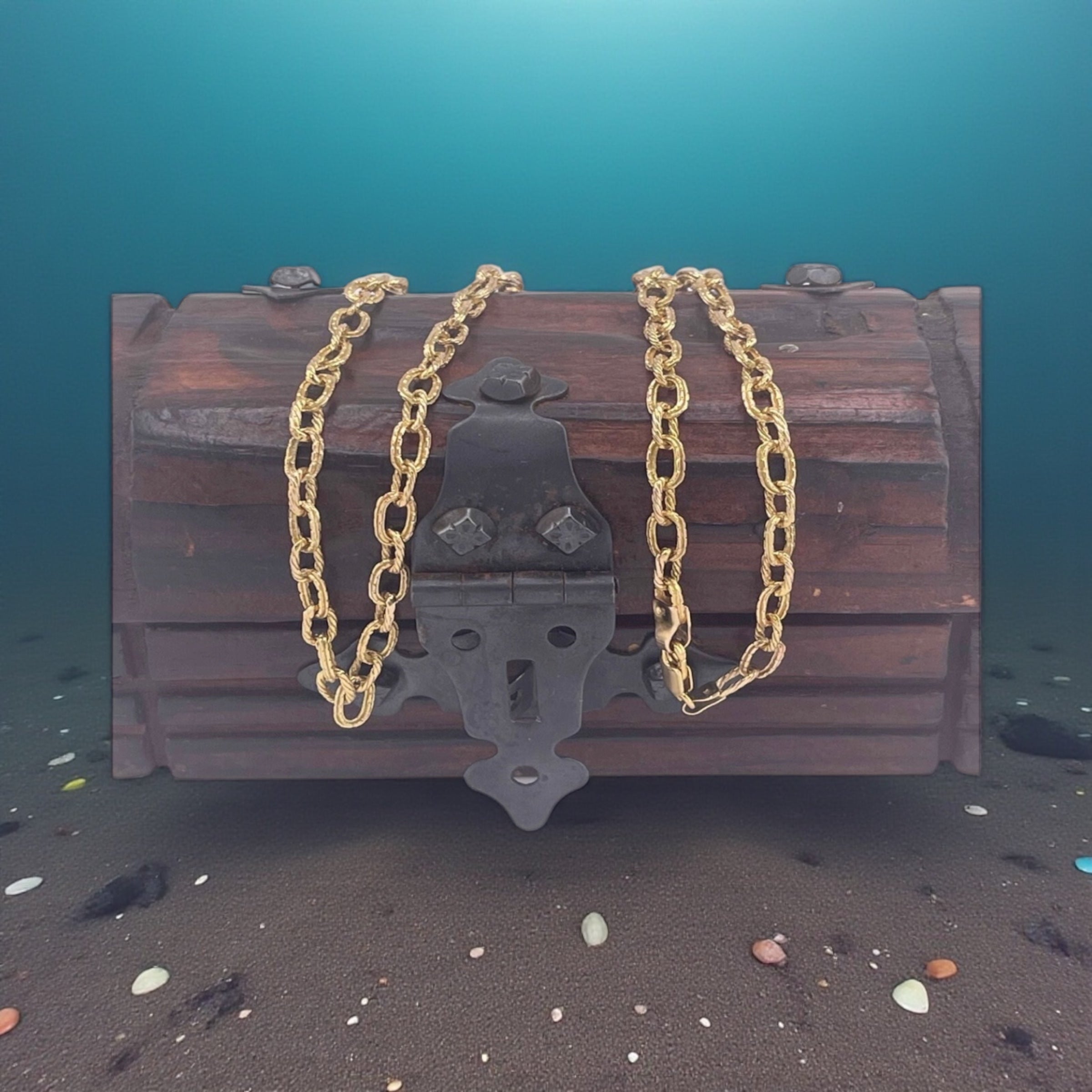 14K SOLID REAL GOLD HANDMADE MONEY CHAIN 5MM