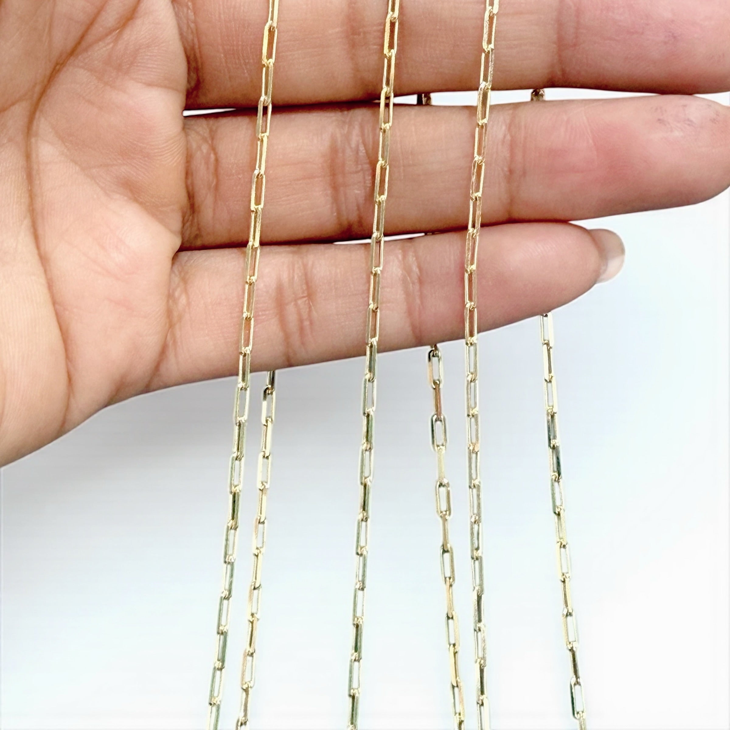 Beautiful 925 sterling silver paper clip chain in 14k gold vermail 1.9mm