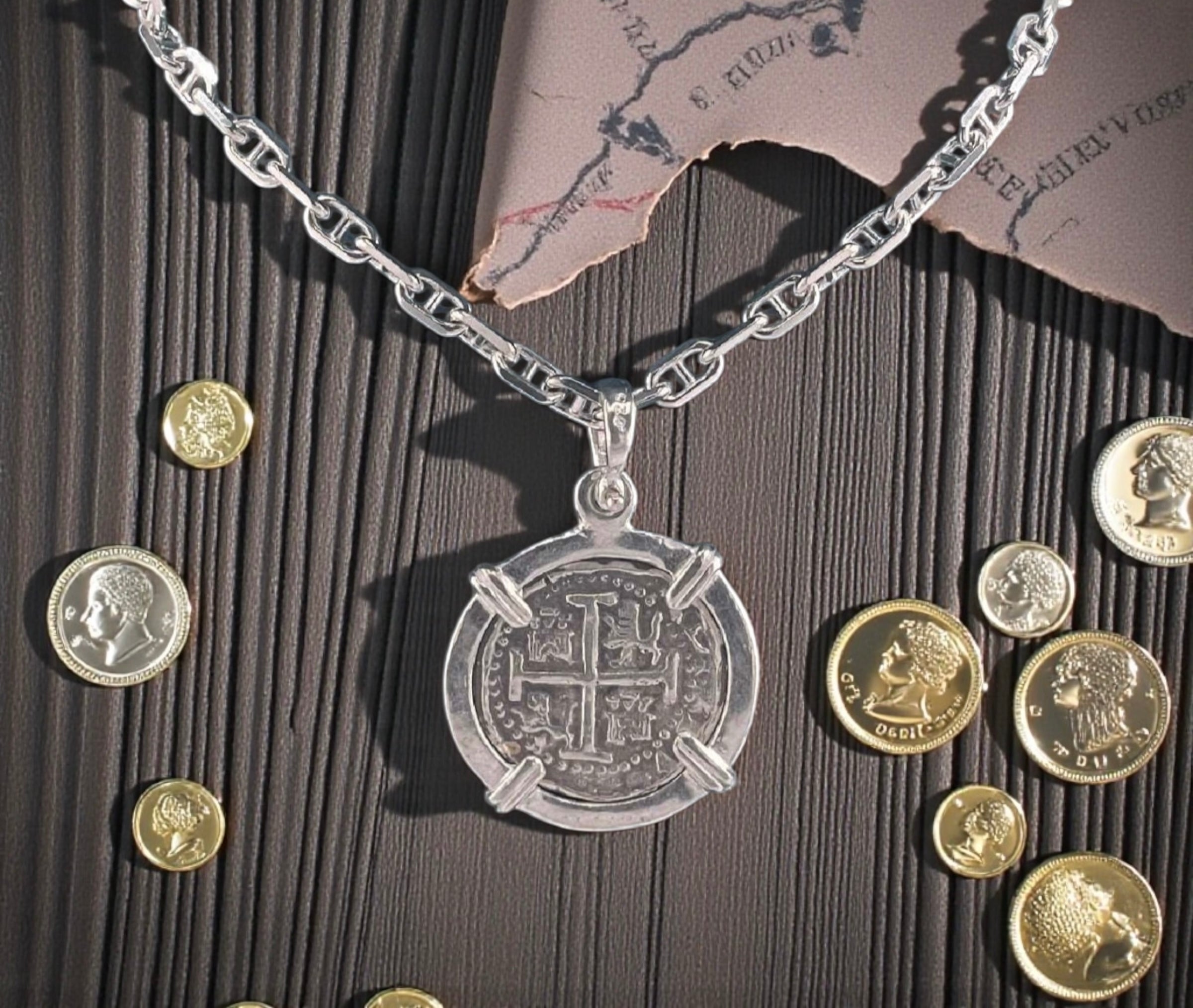 NUESTRA SENORA DE ATOCHA SOLID SILVER COIN PENDANT