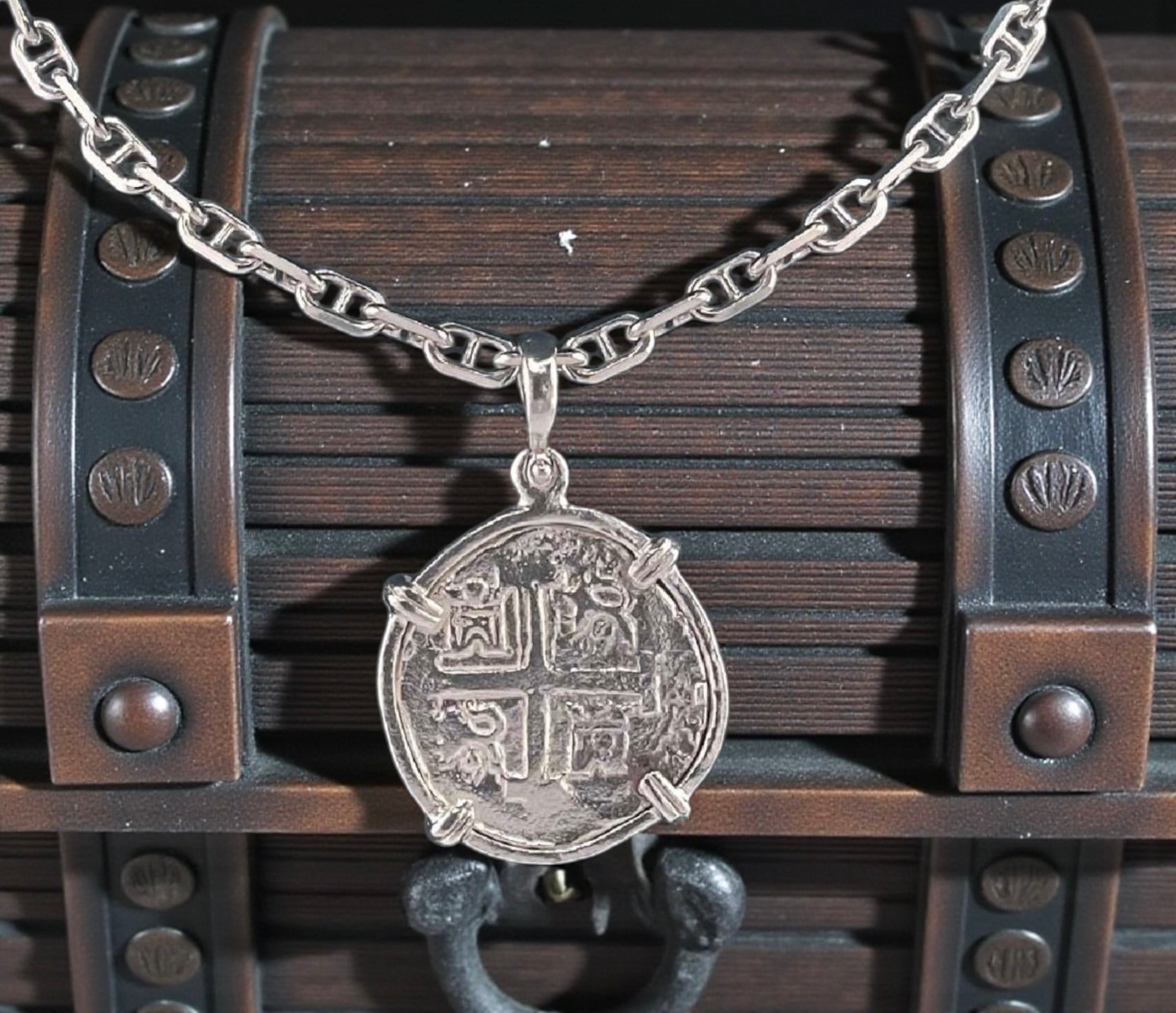 NUESTRA SENORA DE ATOCHA SOLID SILVER COIN PENDANT