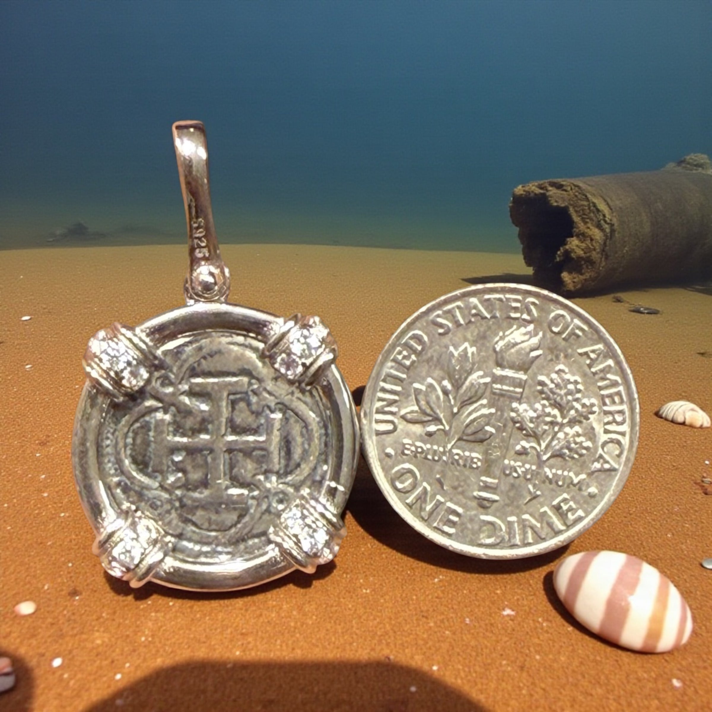 ATOCHA SILVER MINI ROUND SHAPE COIN PENDANT 18MM