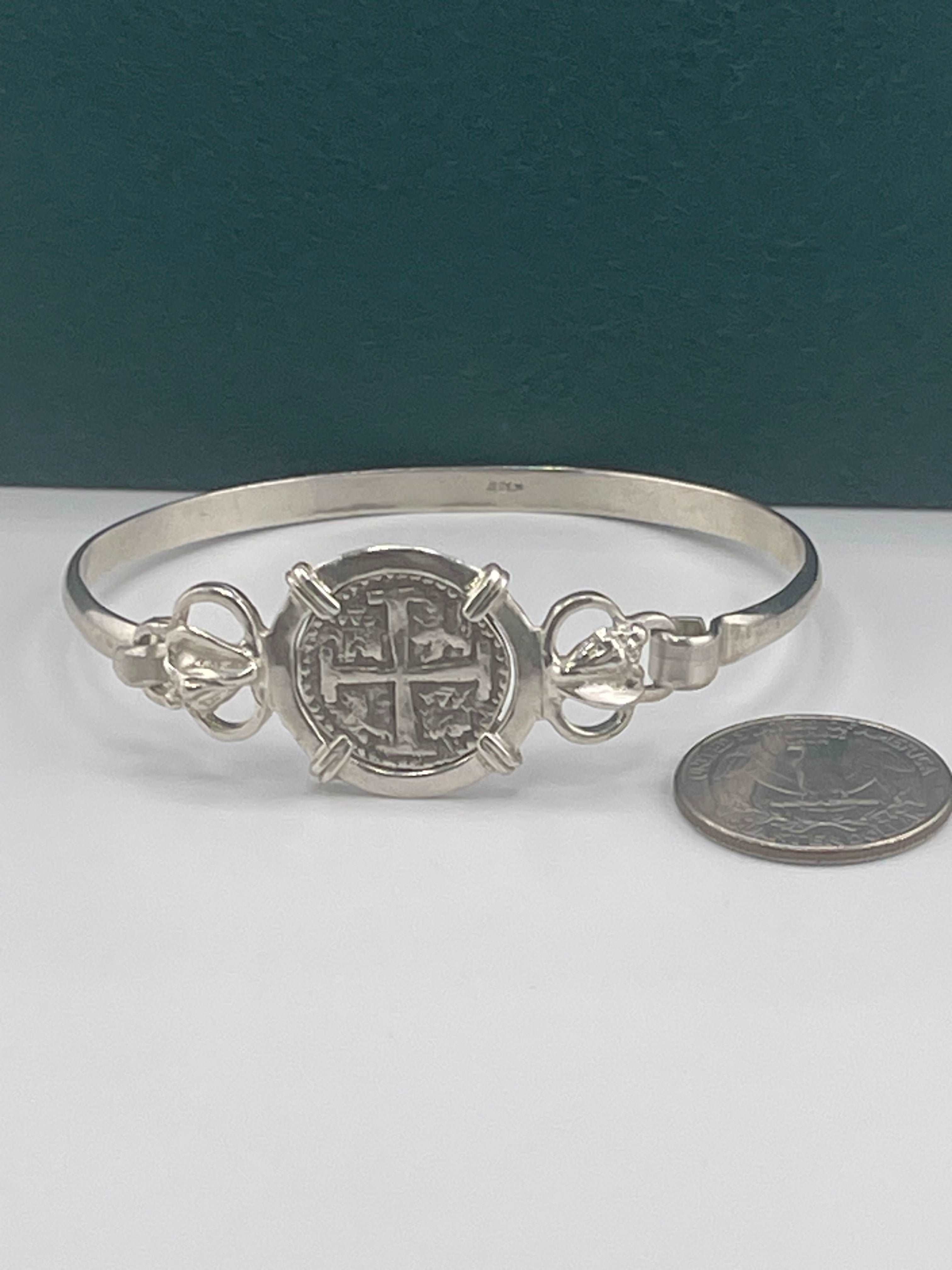 NUESTRA SENORA DE ATOCHA SOLID SILVER COIN BANGLE