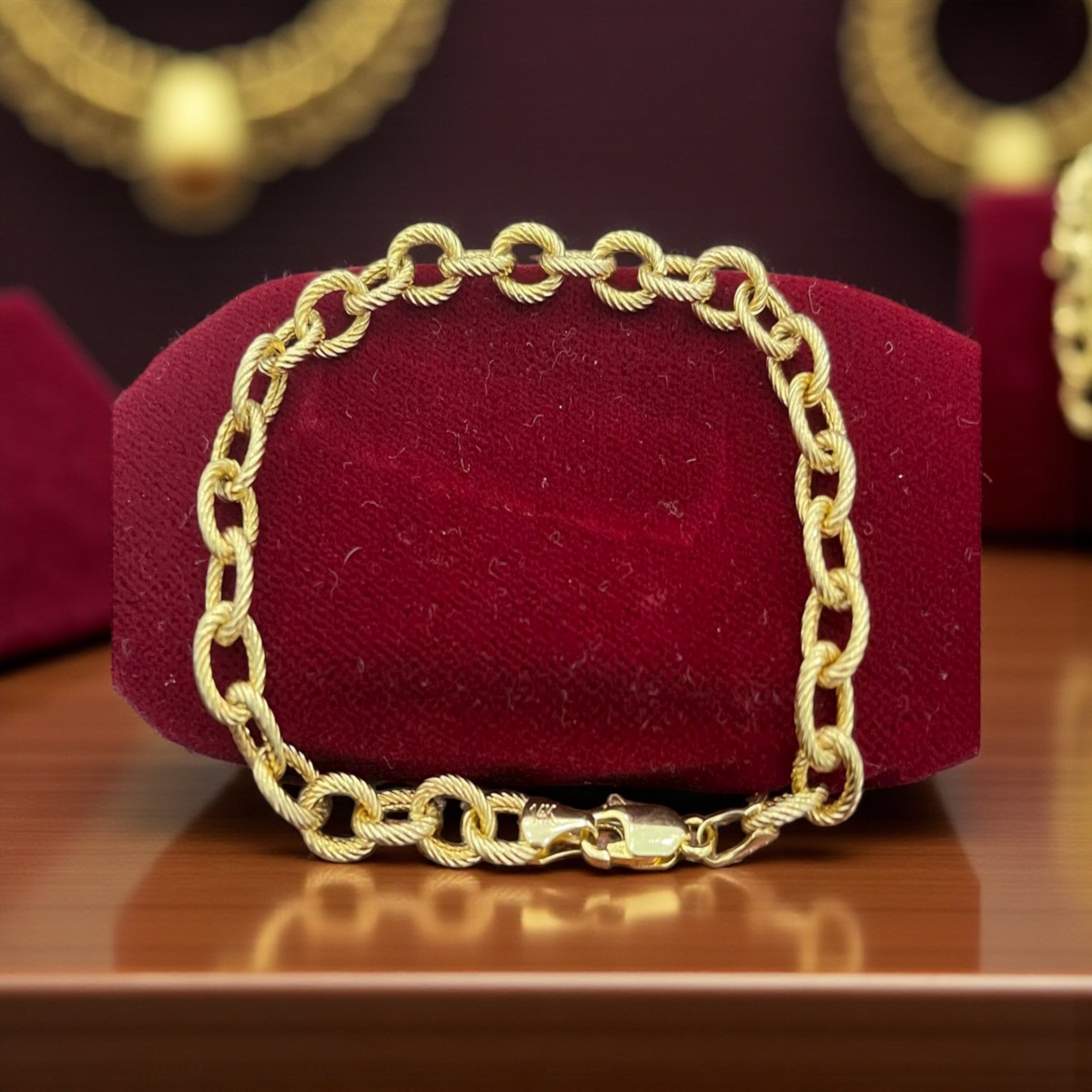 14k solid real solid gold handmade money chain bracelet 5mm