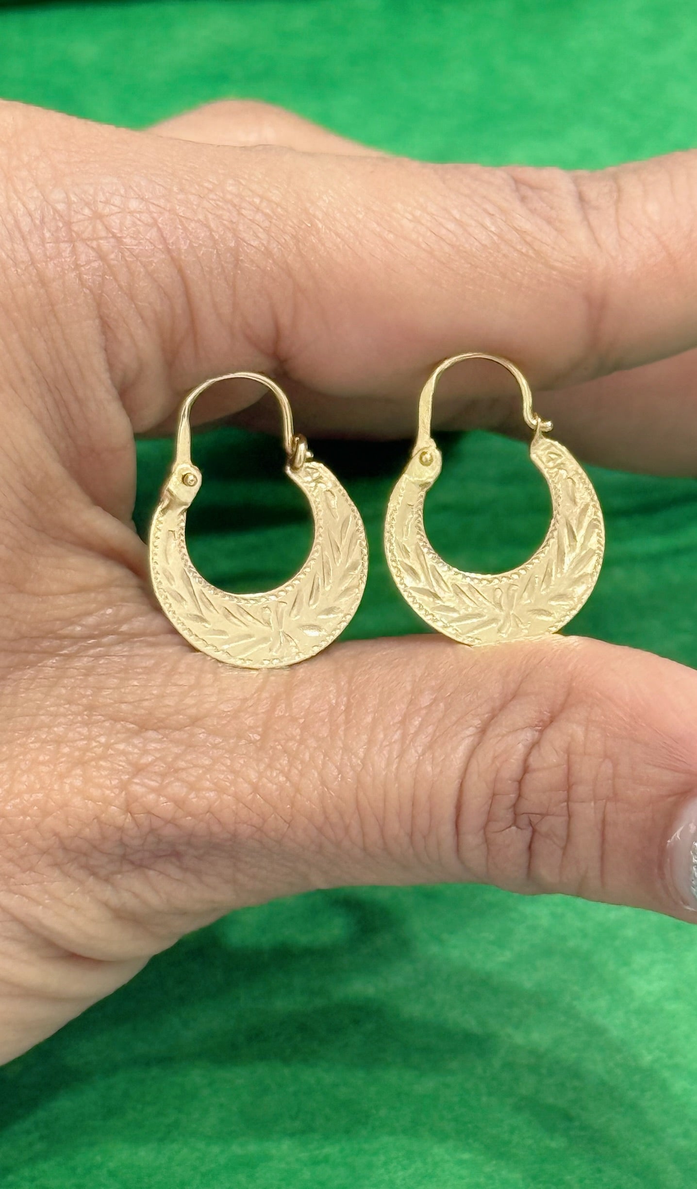 14K REAL GOLD HANDMADE MINI CUBAN HOOP EARRINGS