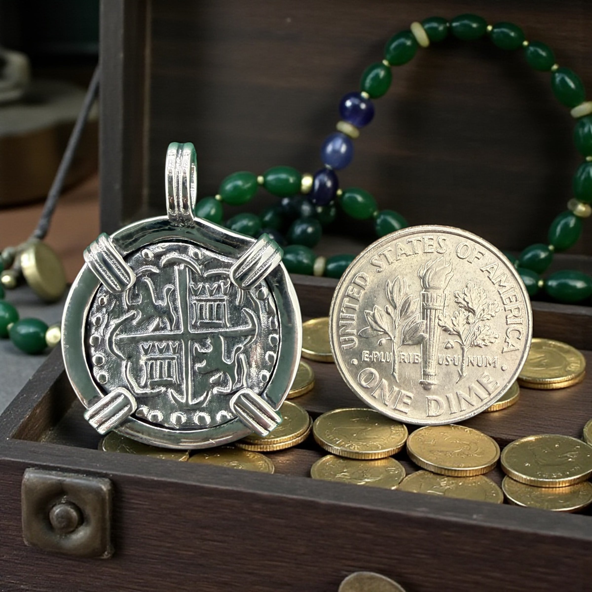 925 sterling silver atocha coin pendant