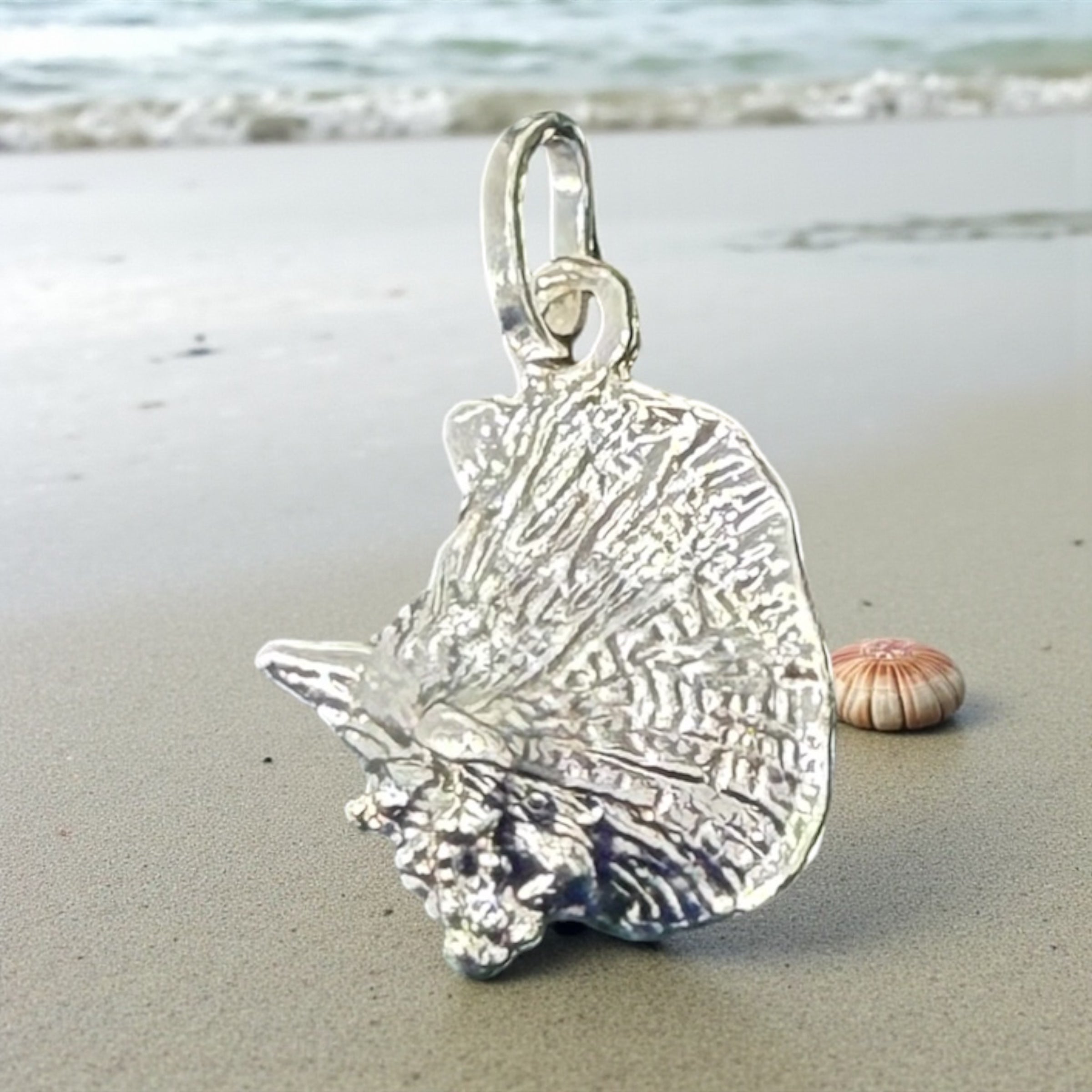 925 sterling silver handmade conch shell pendant