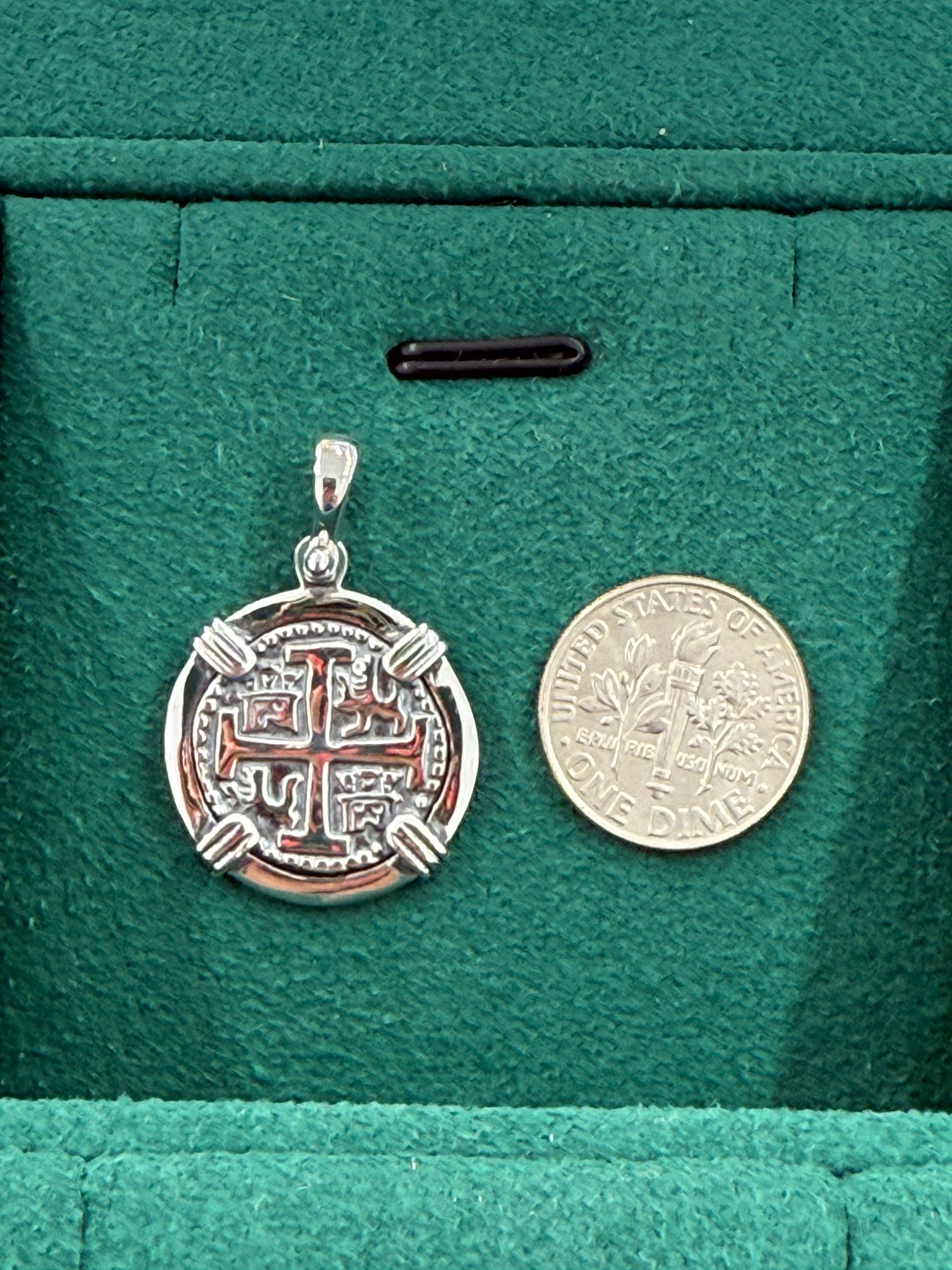 ATOCHA SOLID SILVER COIN PENDANT DIME SIZE