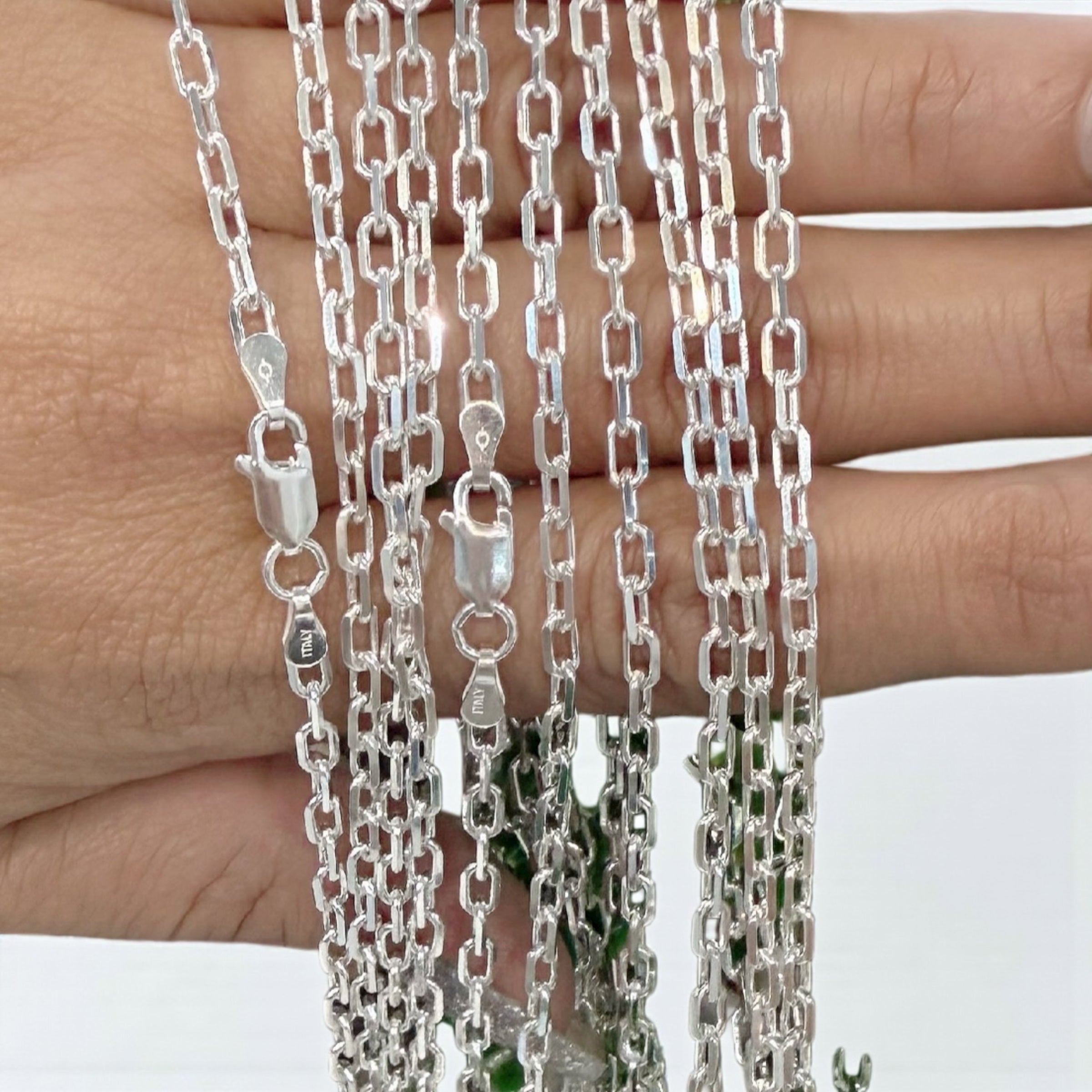 925 ITALIAN SOLID STERLING SILVER PAPER CLIP CHAIN 2.5MM SOLD PER PIECE