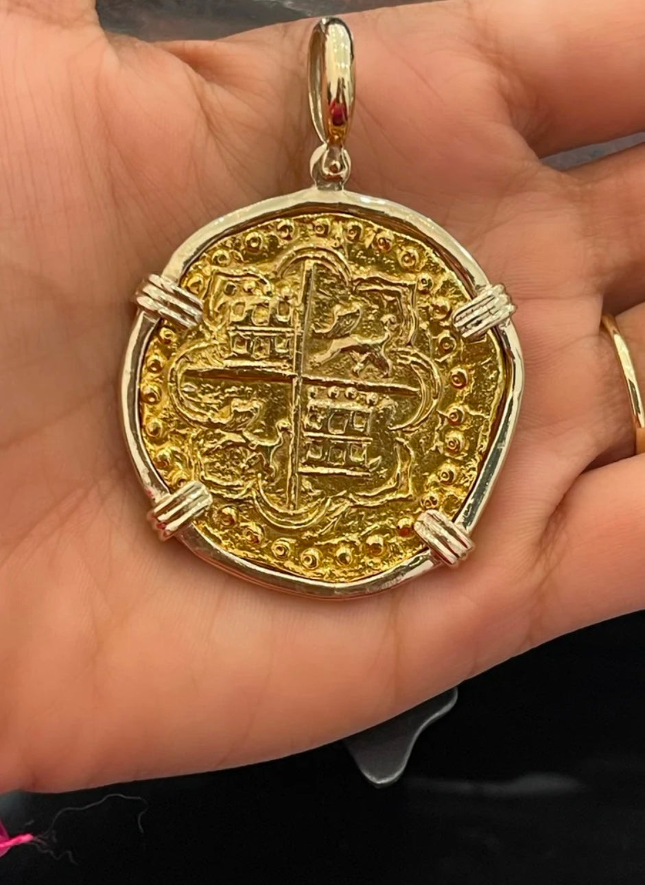 ATOCHA SHIPWRECK GOLD COIN PENDANT HANDMADE WITH 14k SOLID GOLD
