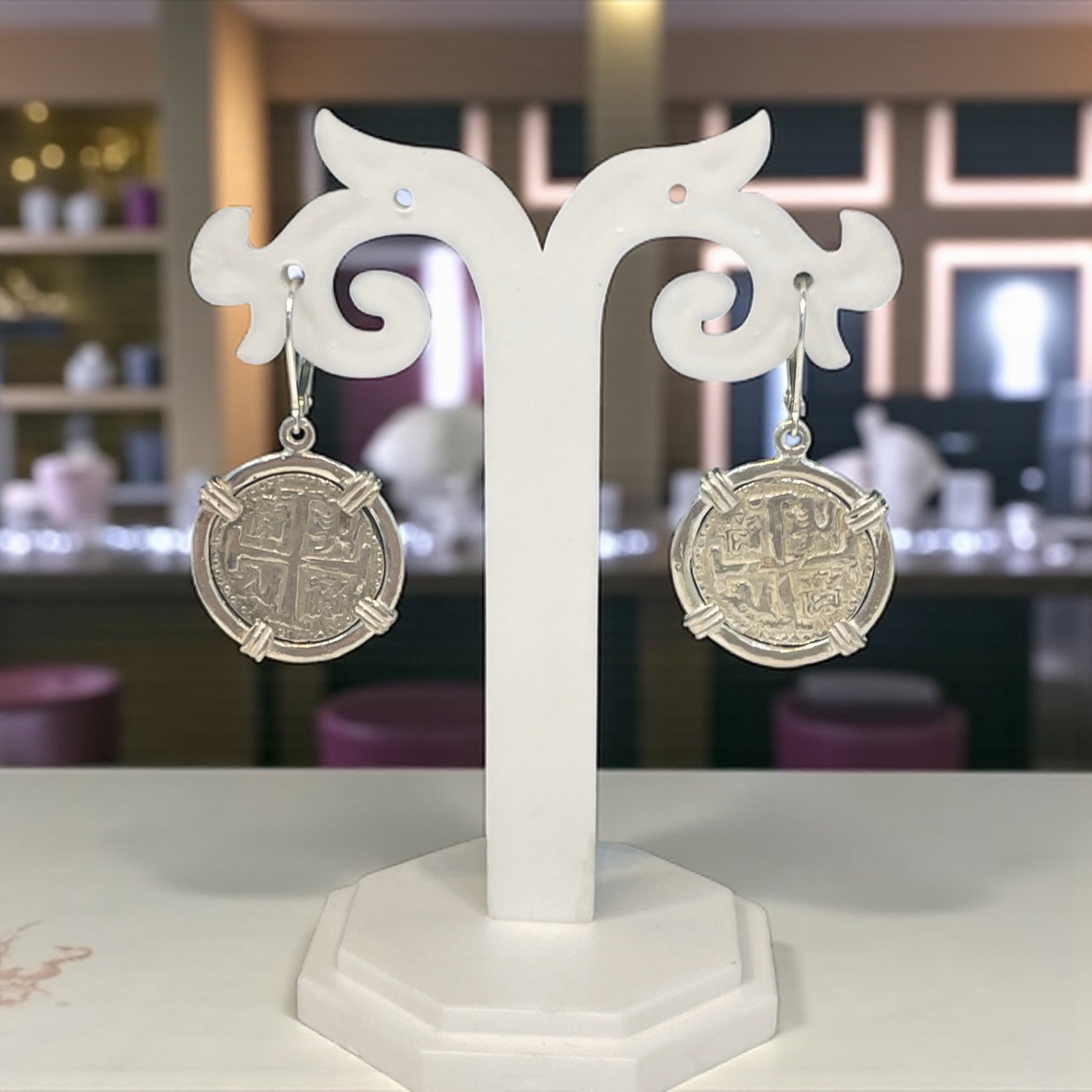 GORGEOUS ATOCHA SILVER COIN EARRINGS