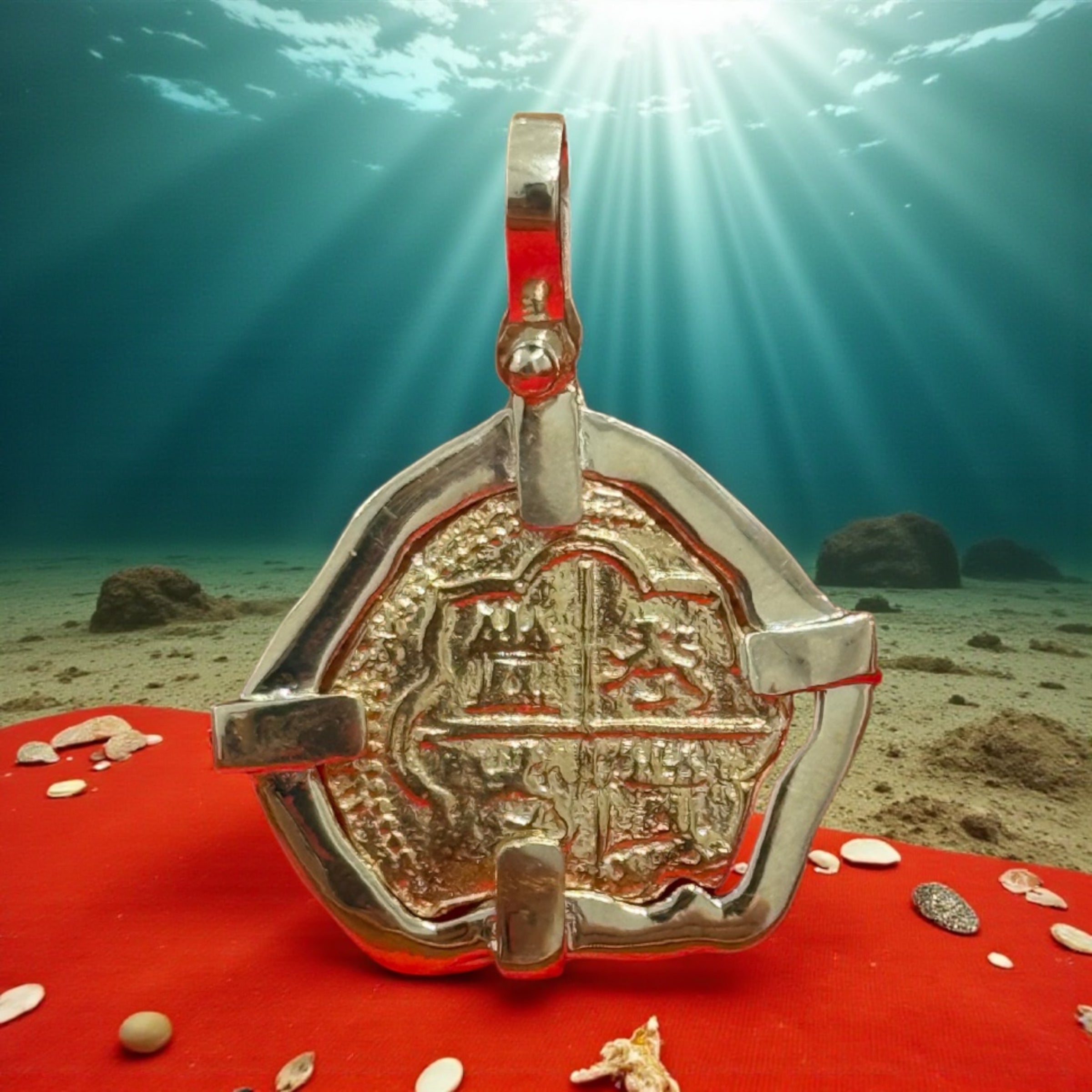 MUSEUM QUALITY RECREATION OF ATOCHA SHIPWRECK GOLD COIN PENDANT HANDMADE WITH 14K REAL GOLD