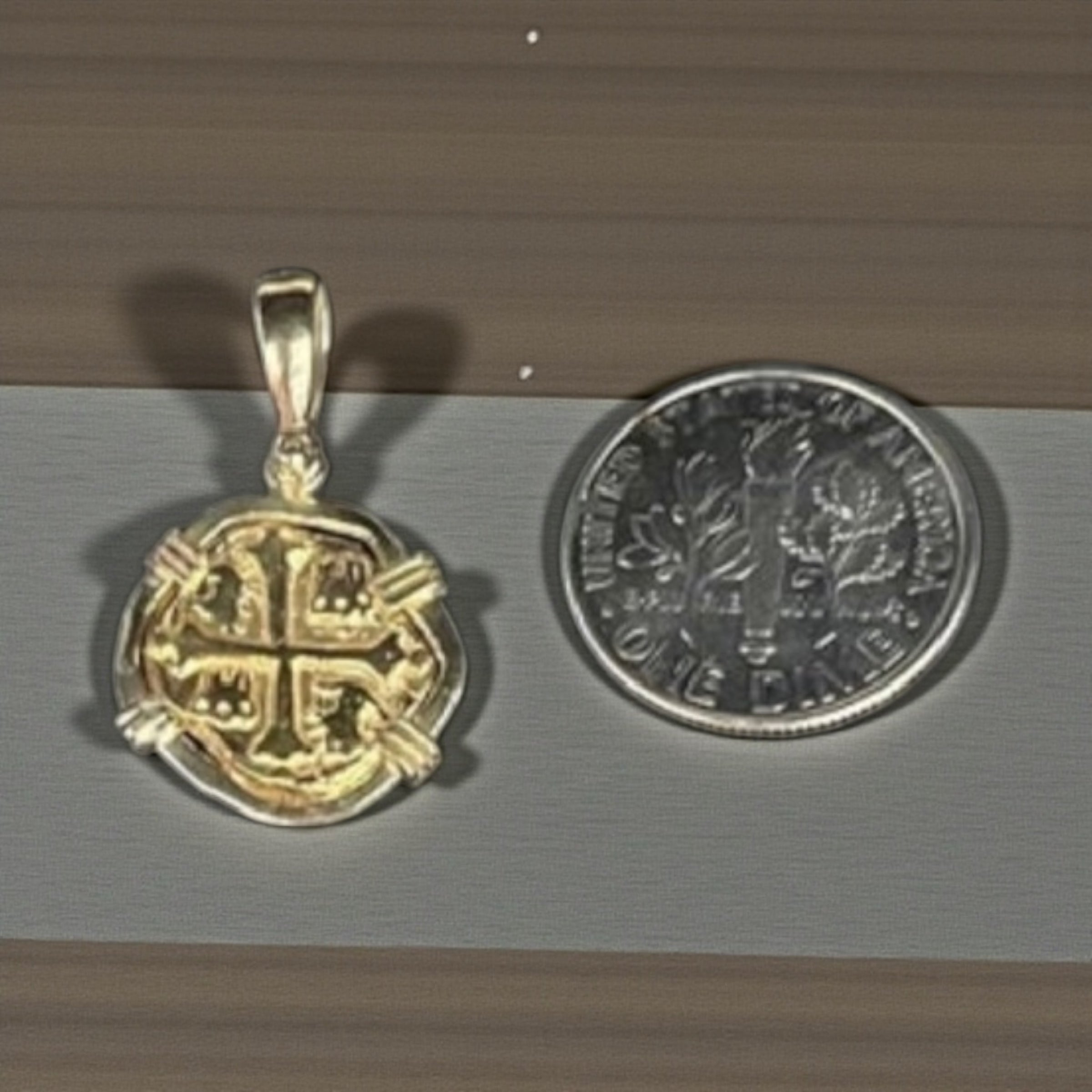 MUSEUM QUALITY RECREATION OF ATOCHA SHIPWRECK GOLD COIN PENDANT HANDMADE WITH 14k REAL SOLID GOLD