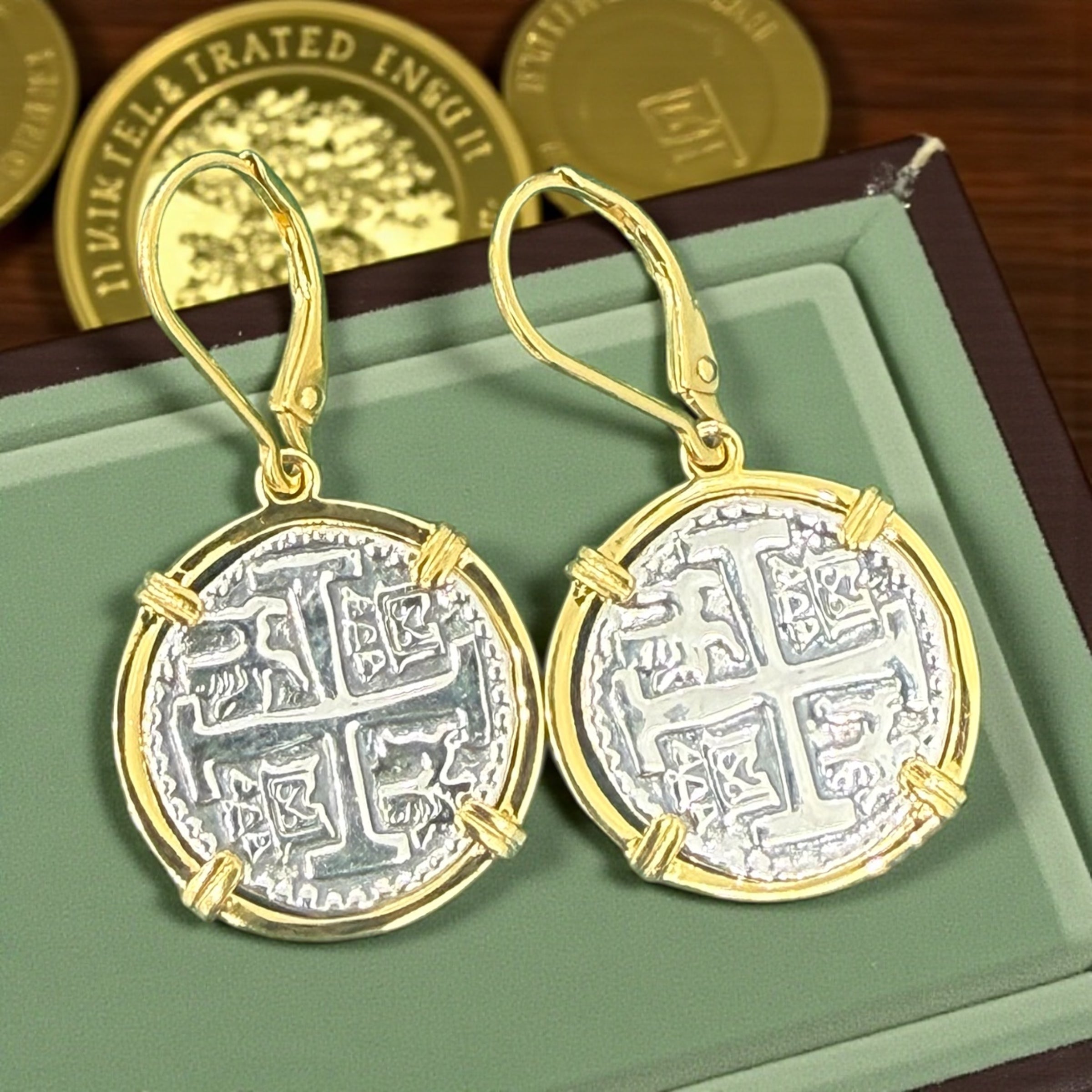 925 sterling silver atocha coin earrings