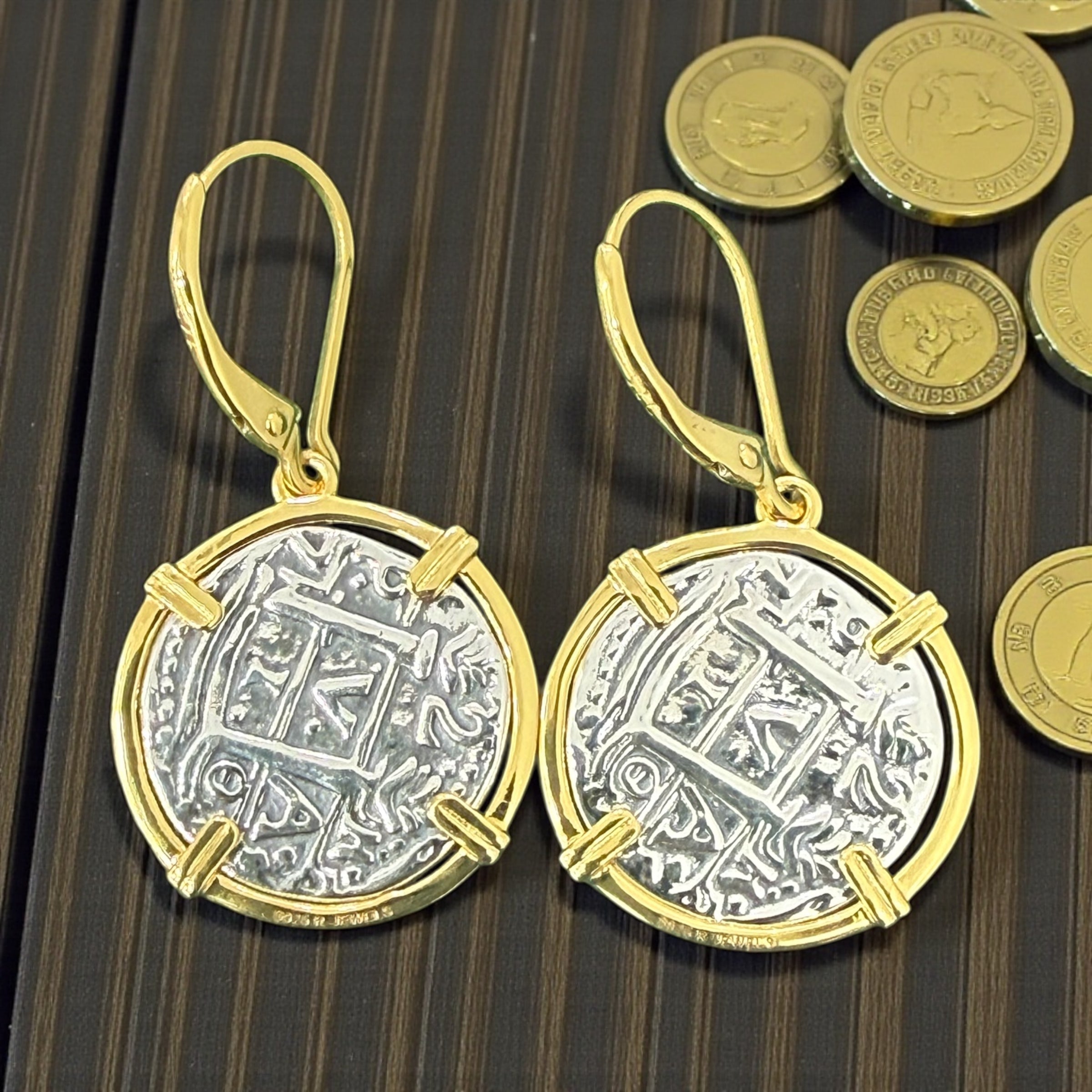 925 sterling silver atocha coin earrings