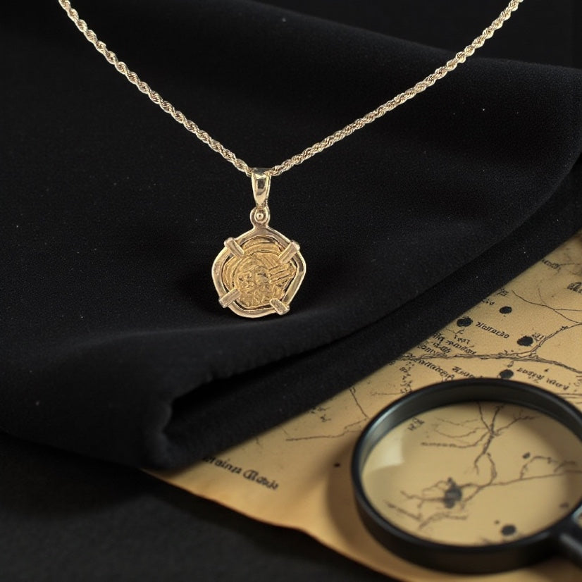 ATOCHA SHIPWRECK GOLD MINI COIN PENDANT HANDMADE WITH 14k SOLID GOLD