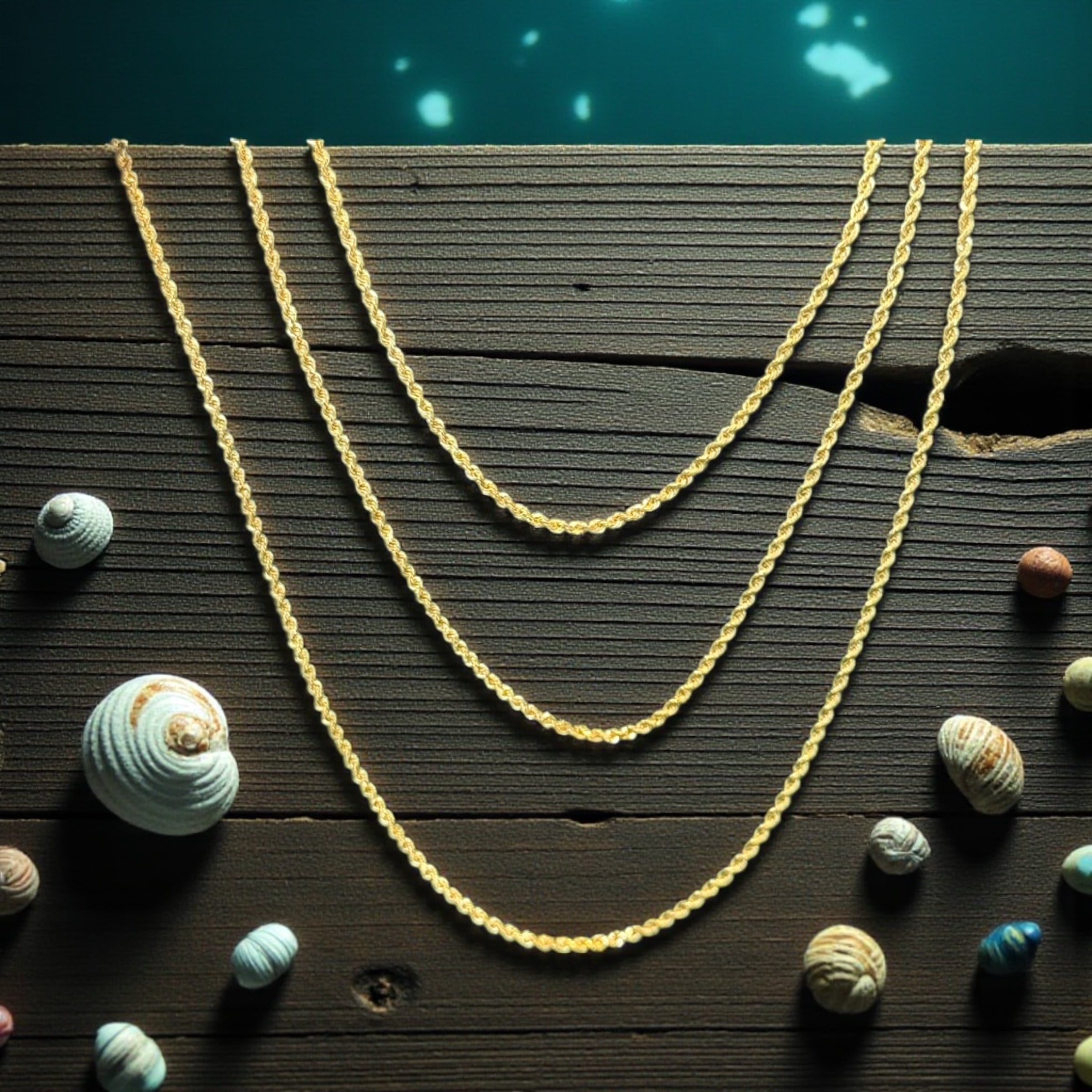 14K SOLID REAL GOLD BEAUTIFUL ROPE CHAIN 1.5MM SOLD PER PIECE