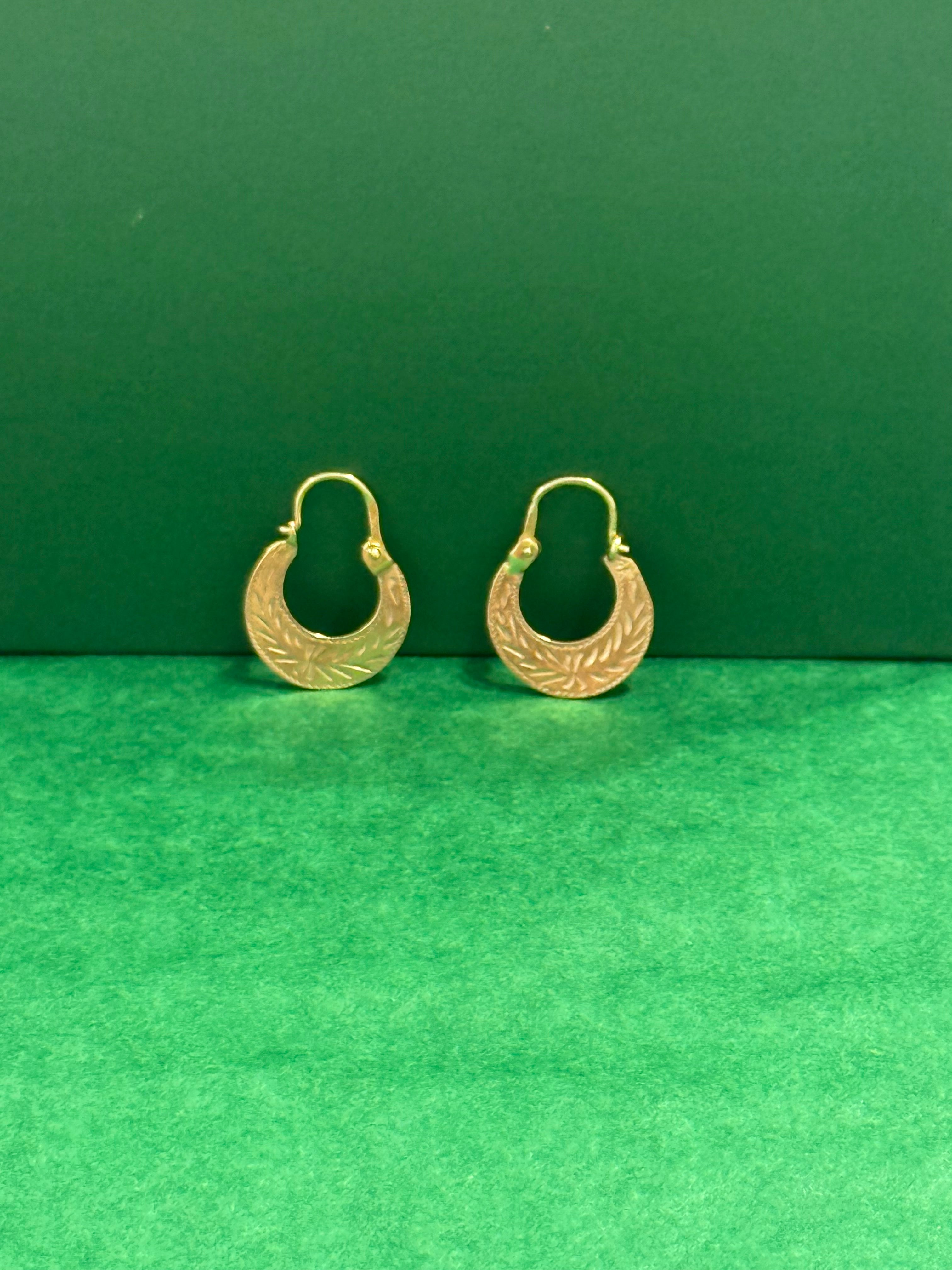 14K REAL GOLD HANDMADE MINI CUBAN HOOP EARRINGS