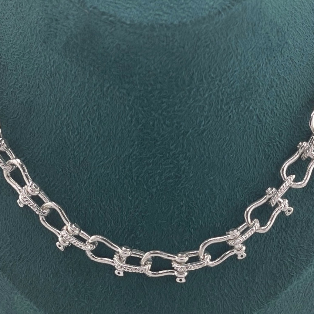 HEAVY HANDMADE 925 STERLING SILVER SHACKLE LINK CHAIN 7MM