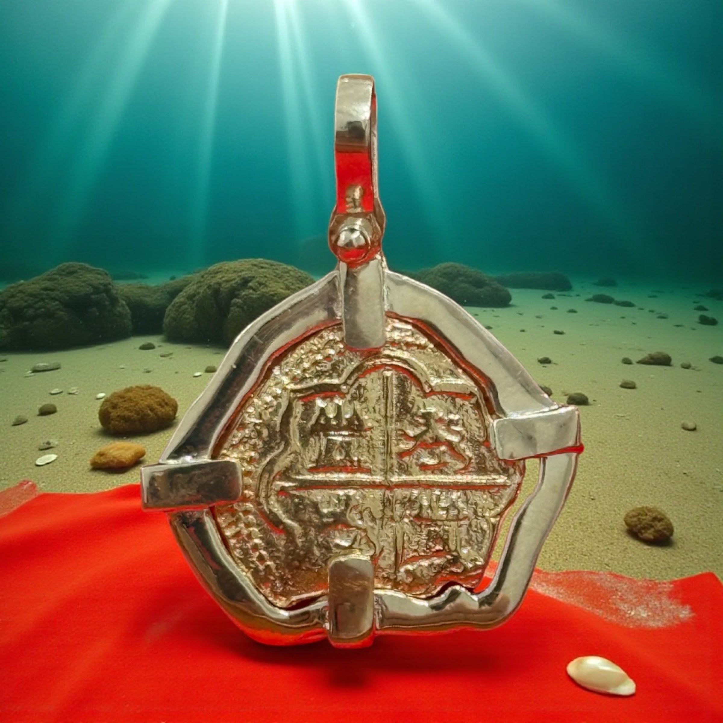 MUSEUM QUALITY RECREATION OF ATOCHA SHIPWRECK GOLD COIN PENDANT HANDMADE WITH 14K REAL GOLD