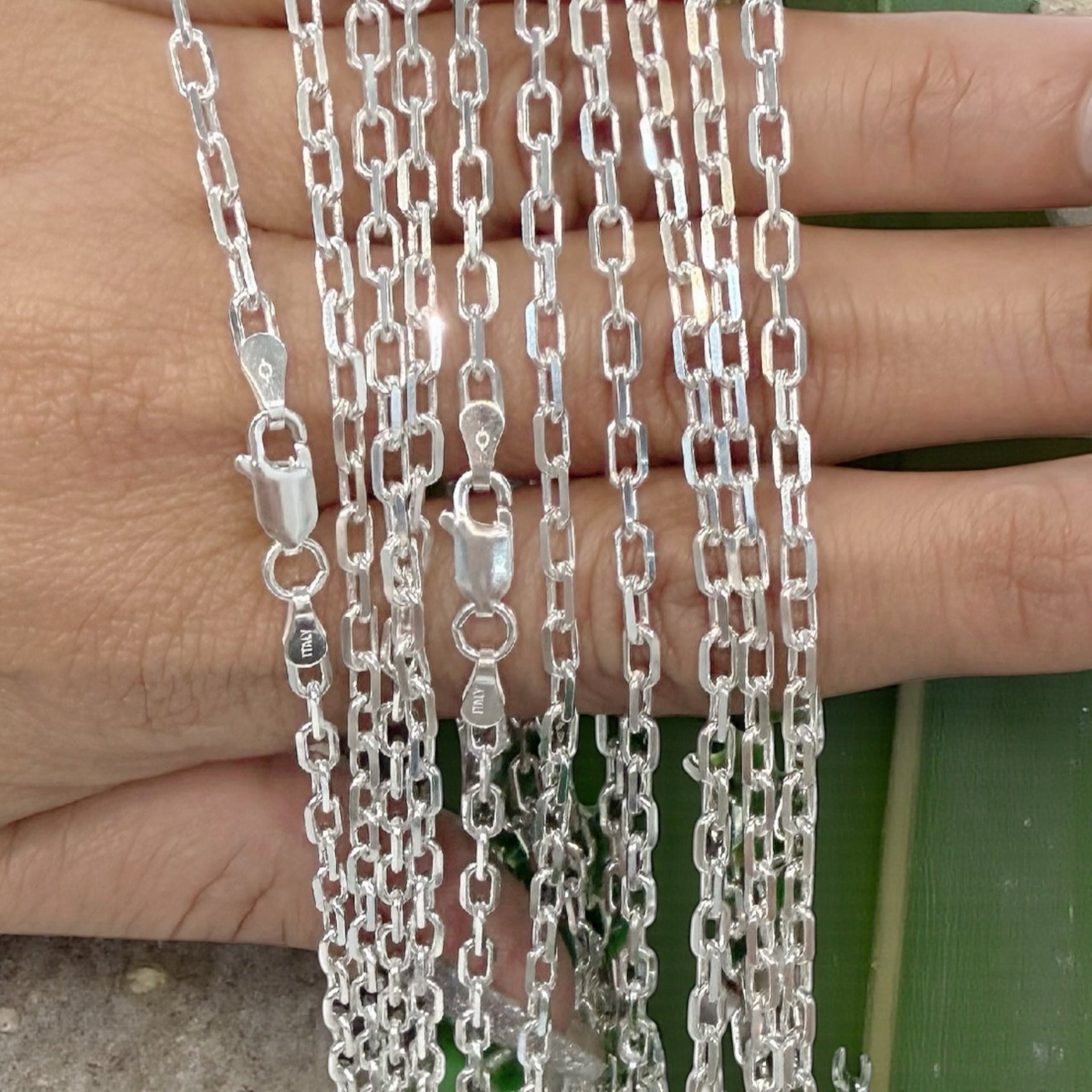 925 ITALIAN SOLID STERLING SILVER PAPER CLIP CHAIN 2.5MM SOLD PER PIECE