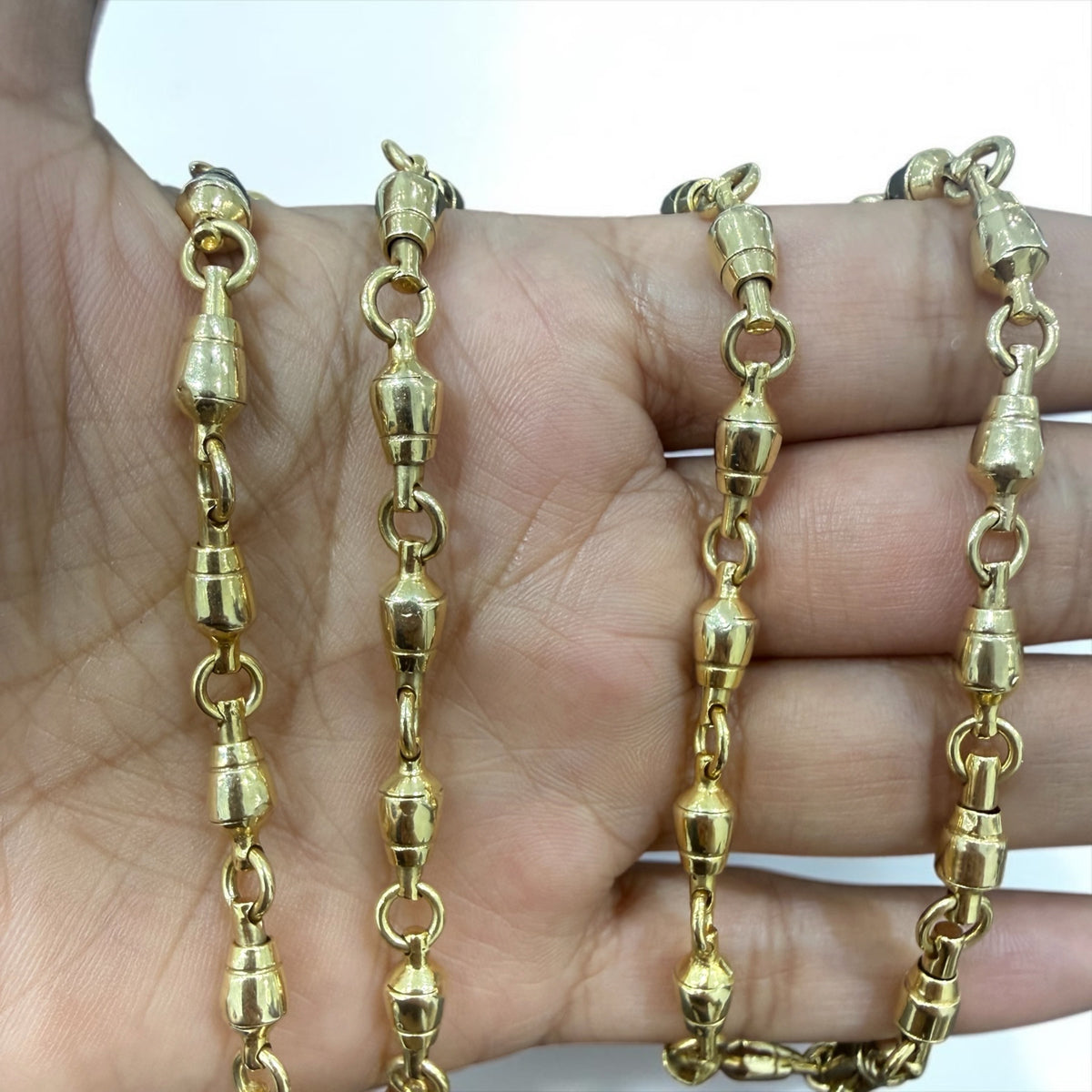 14k solid heavy gold handmade swivel chain 5mm