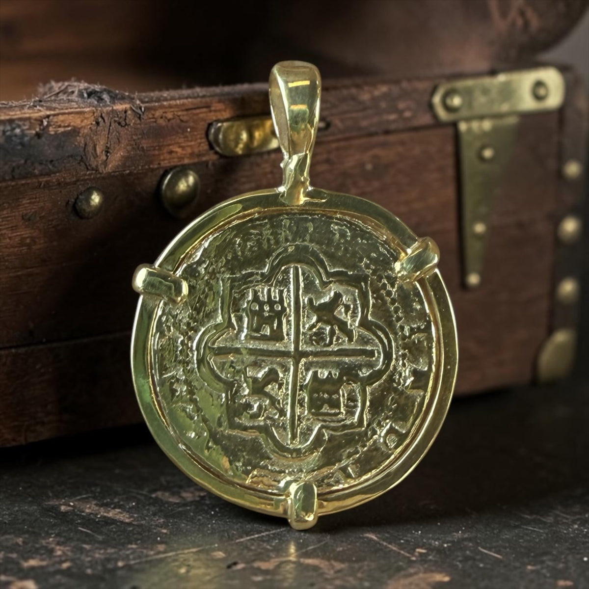 MUSEUM QUALITY ATOCHA SHIPWRECK GOLD COIN PENDANT HANDMADE WITH 14k SOLID GOLD