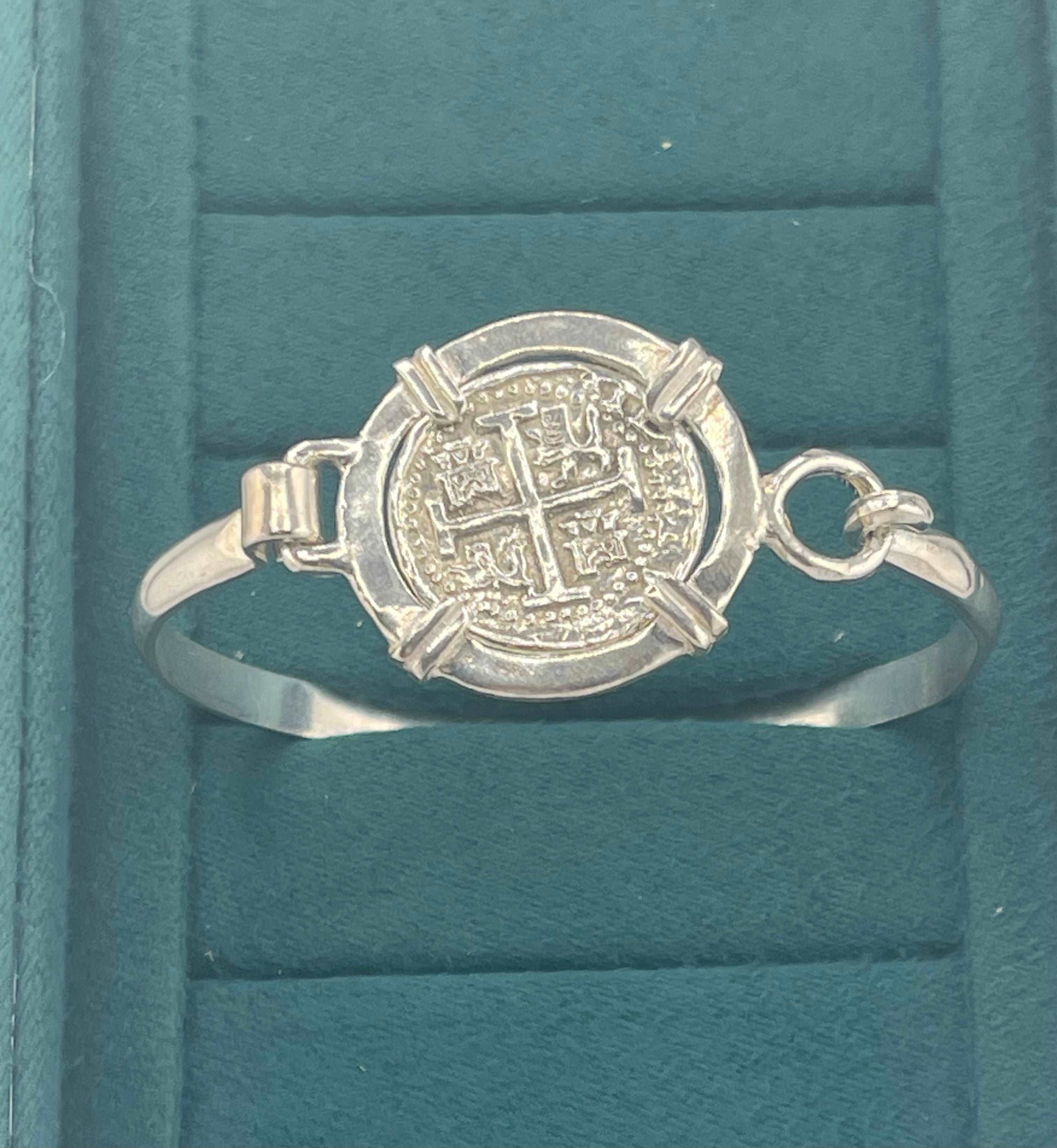 NUESTRA SENORA DE ATOCHA SOLID SILVER COIN BANGLE