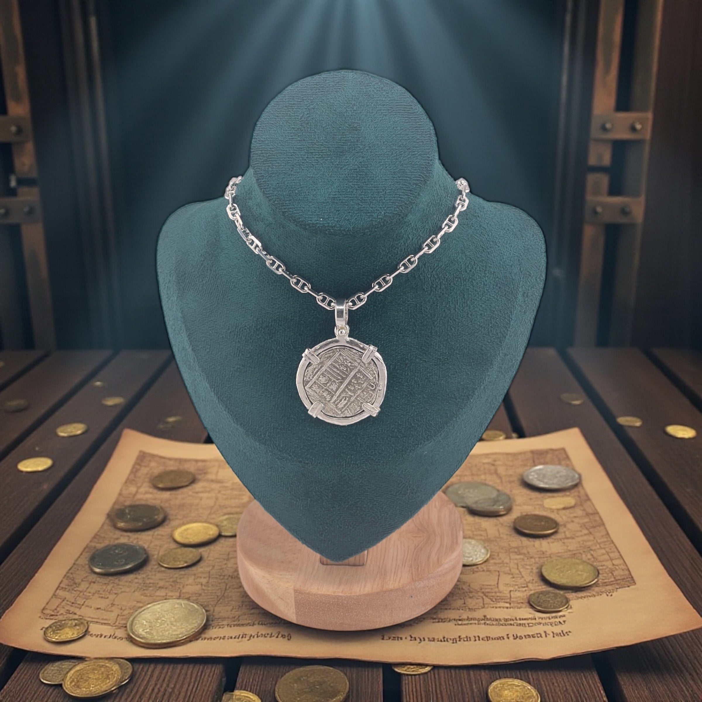 NUESTRA SENORA DE ATOCHA SOLID SILVER COIN PENDANT