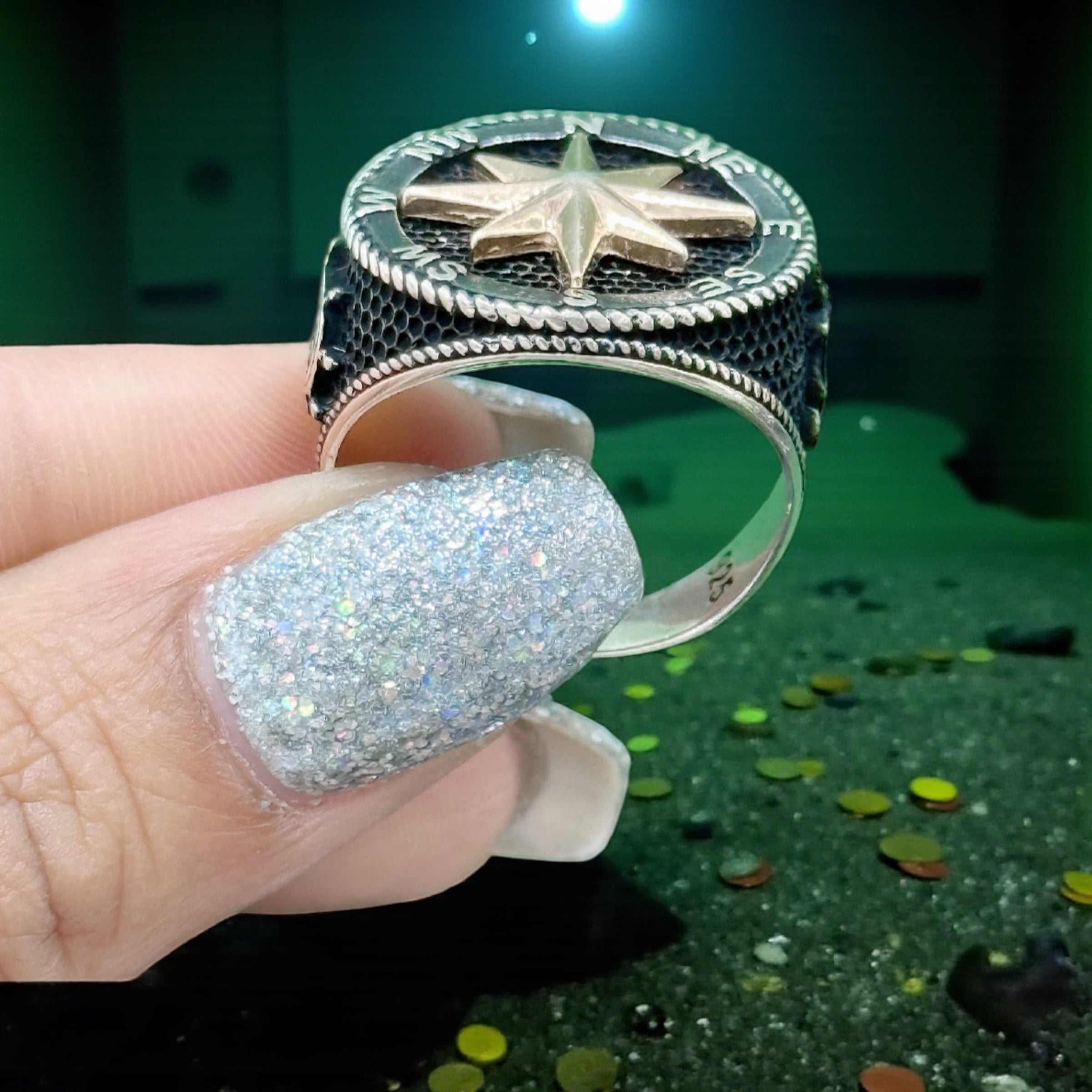 925 Sterling Silver Compass man’s ring