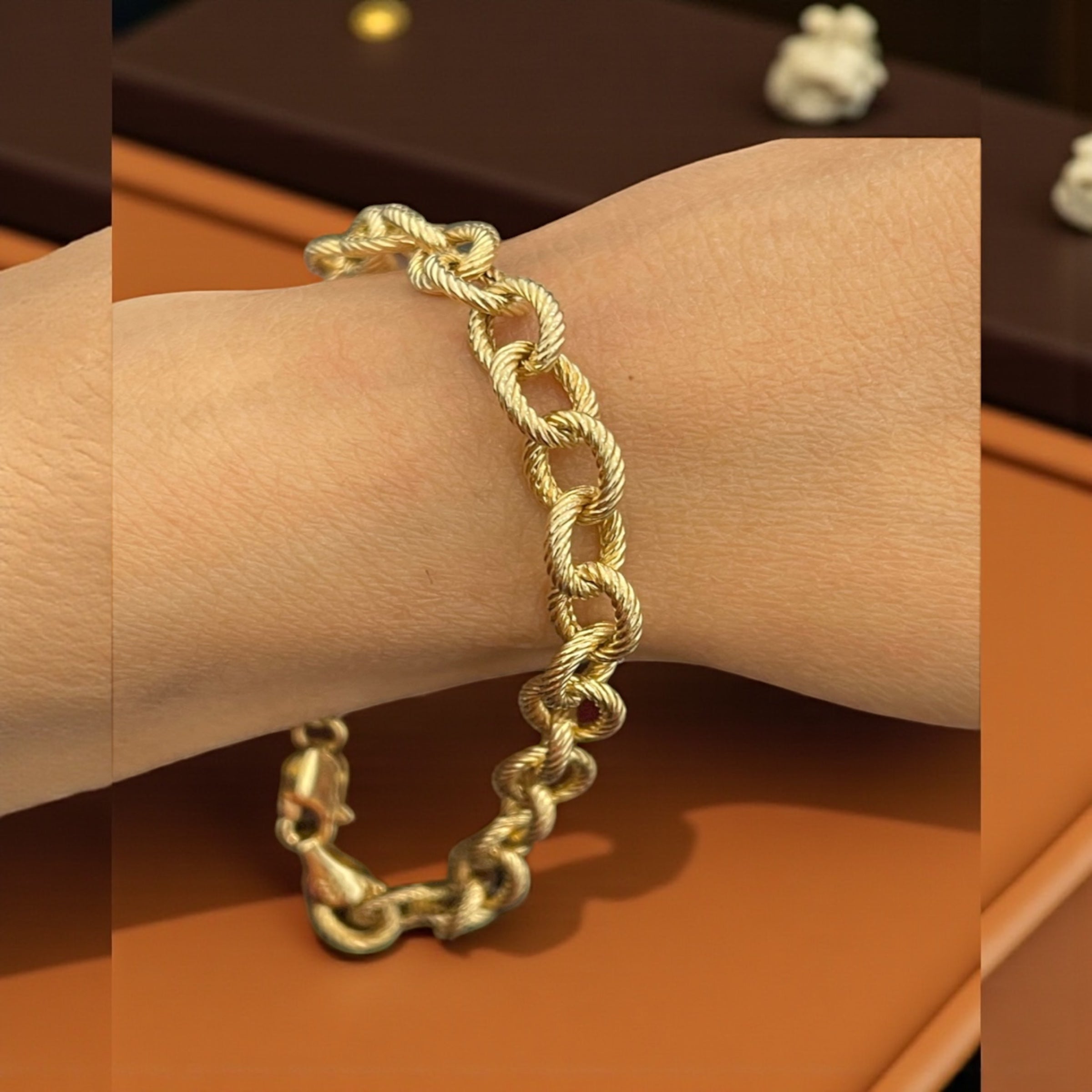 14k solid real solid gold handmade money chain bracelet 5mm