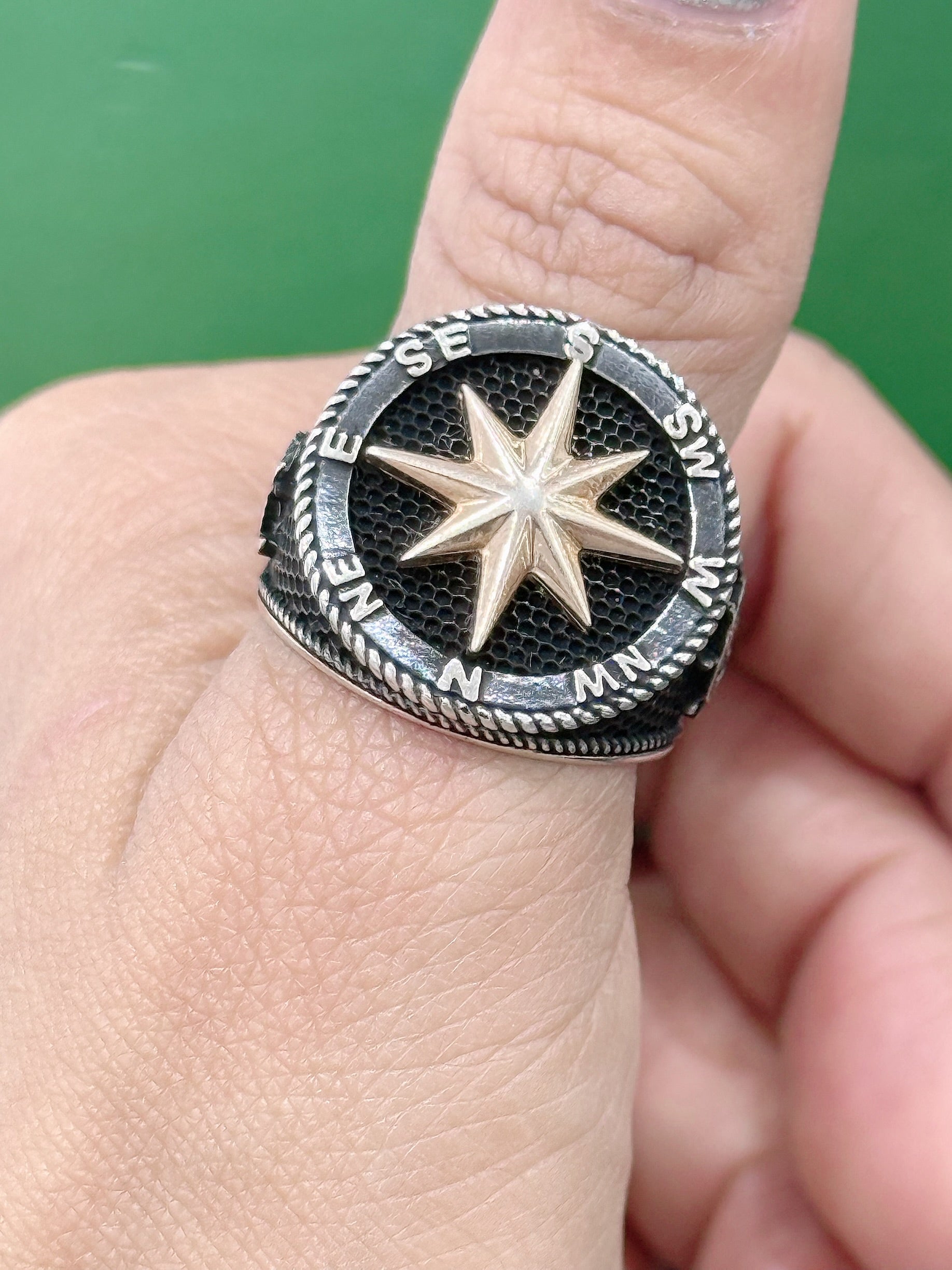 925 Sterling Silver Compass man’s ring